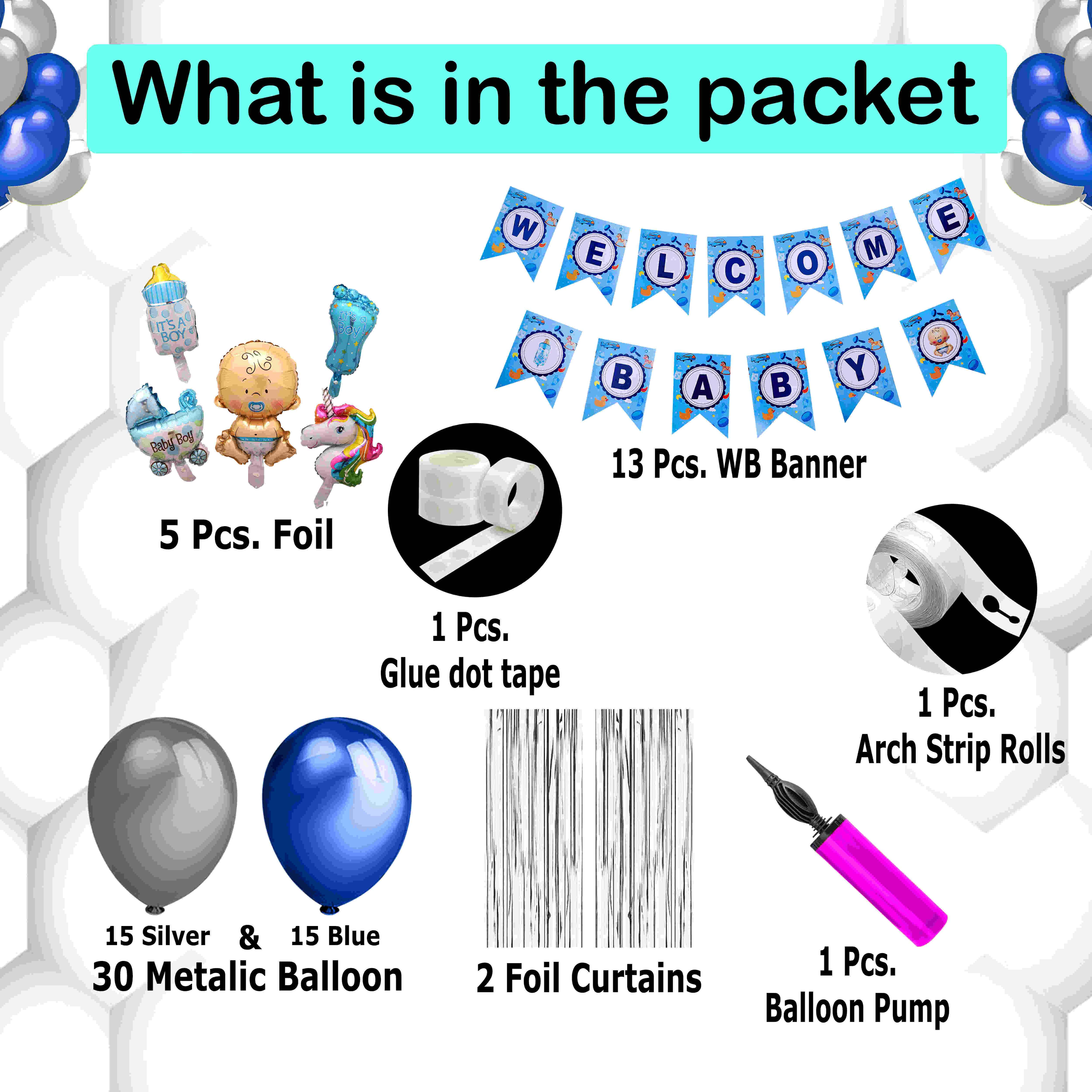 WELCOME BABY DECORATION COMBO KIT(BLUE)