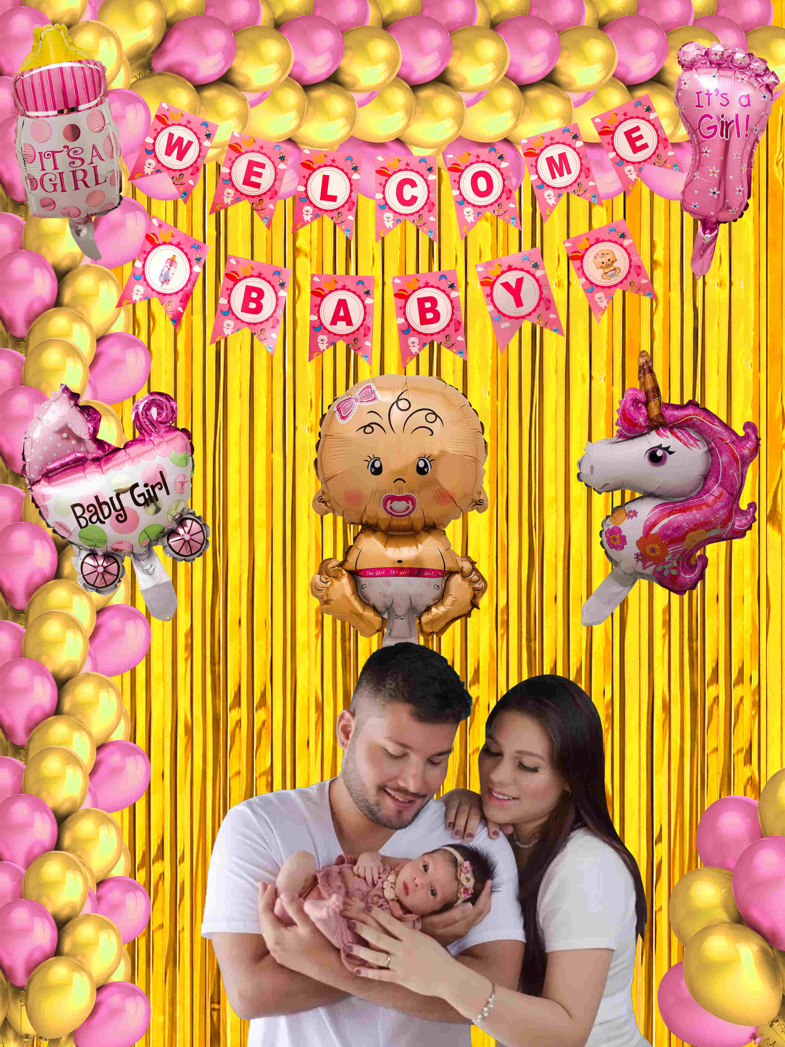 WELCOME BABY DECORATION COMBO KIT (PINK)