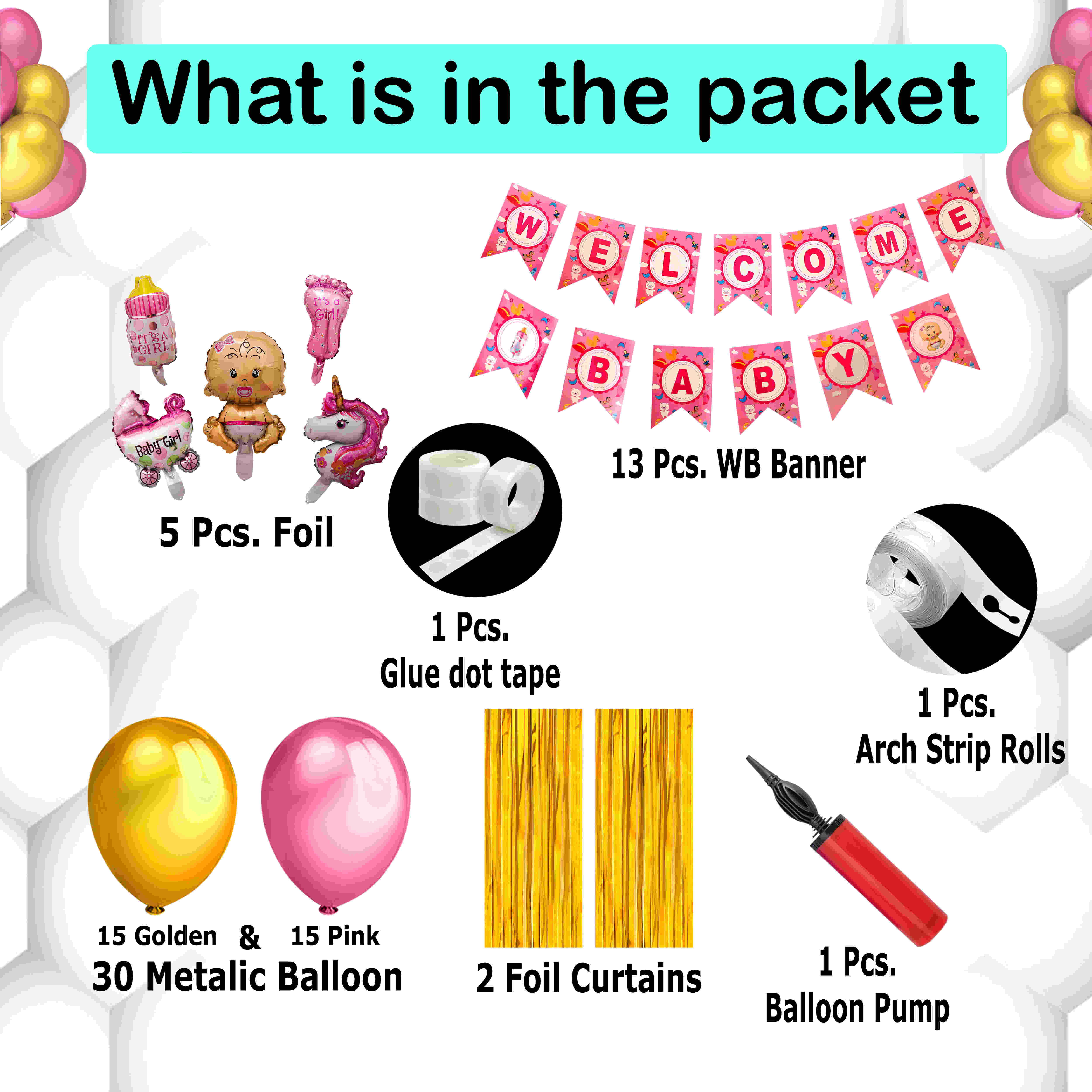 WELCOME BABY DECORATION COMBO KIT (PINK)