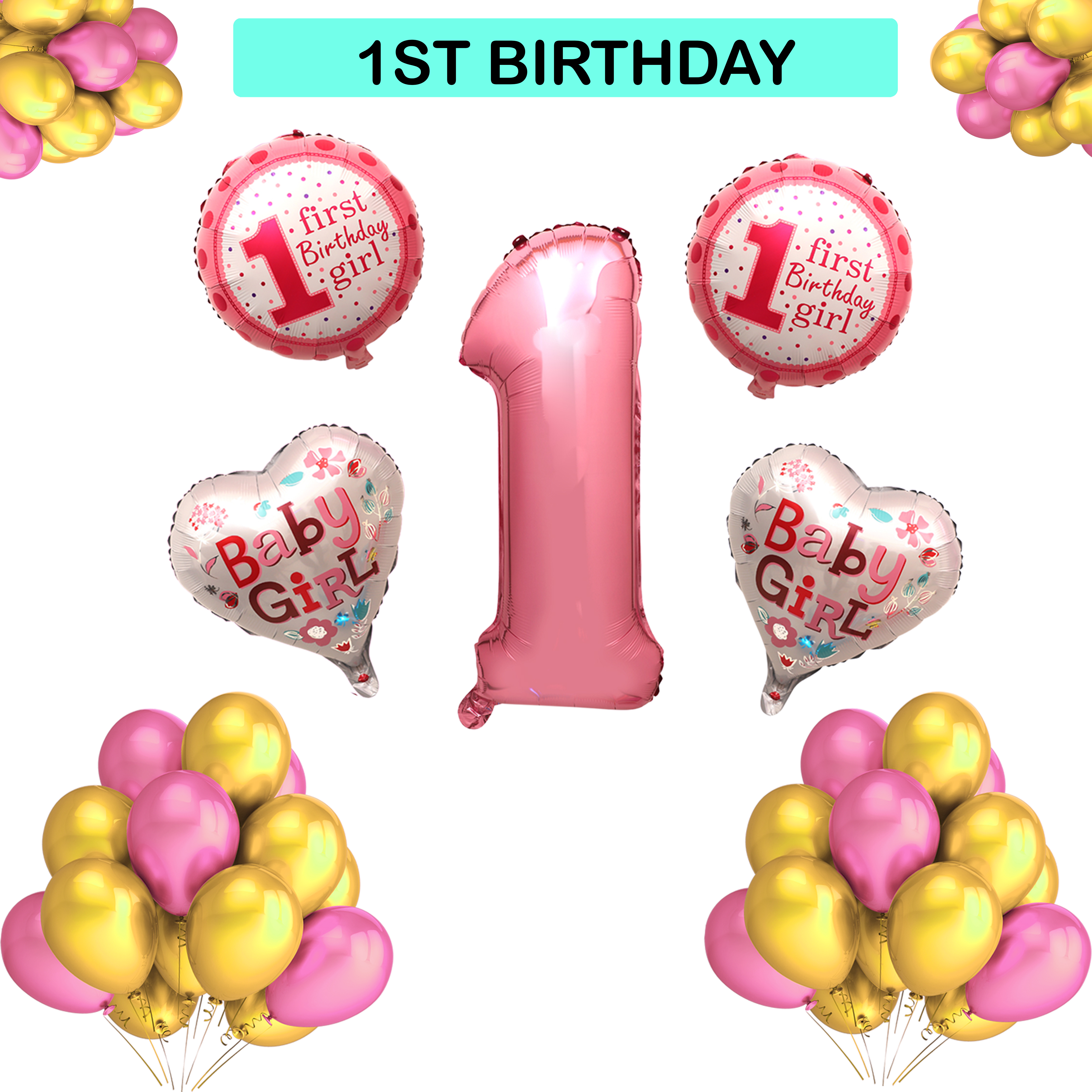1st Birthday Balloon Set