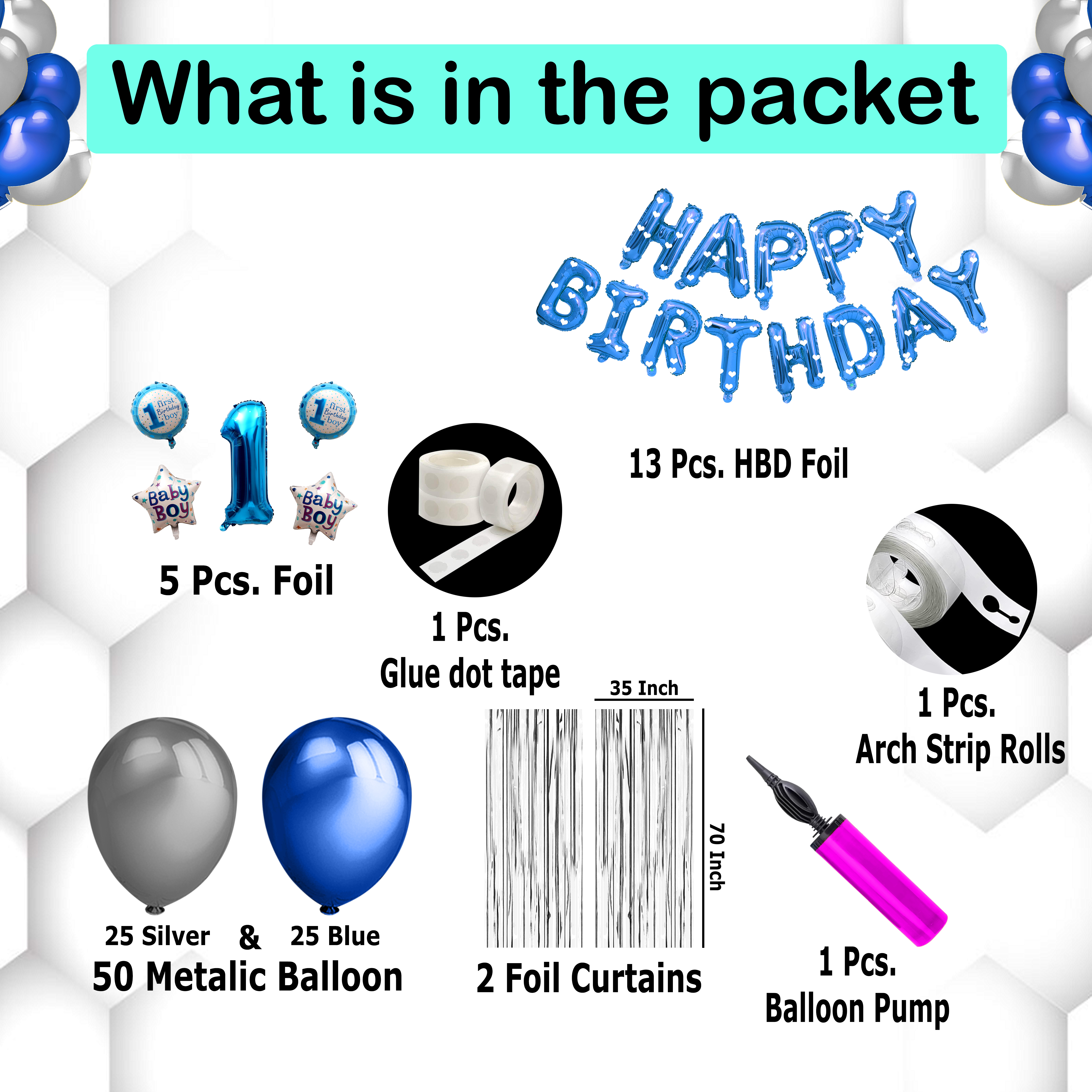 Baby Boy 1st Birthday Balloon Set