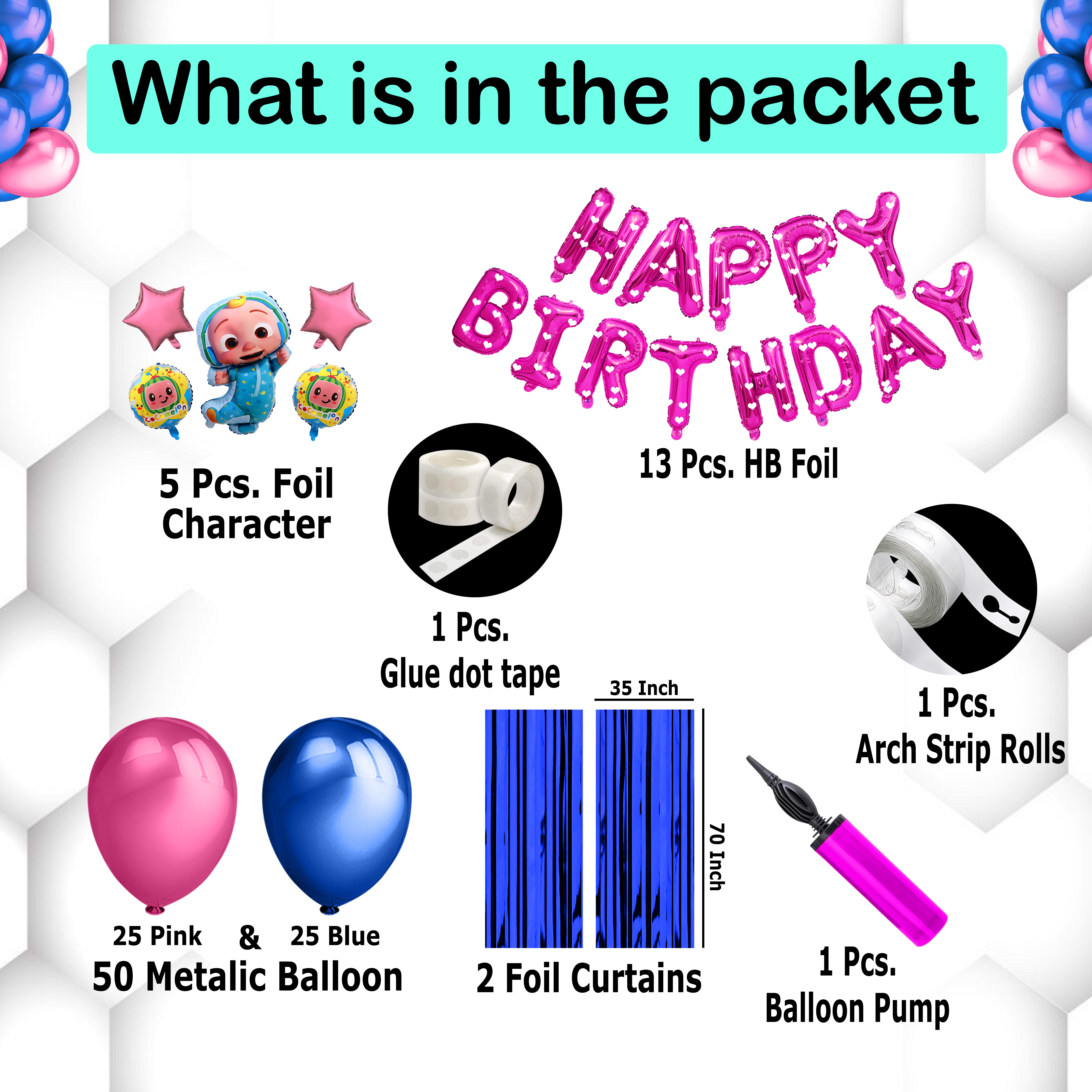 Happy Birthday COCO Foil Balloon Set