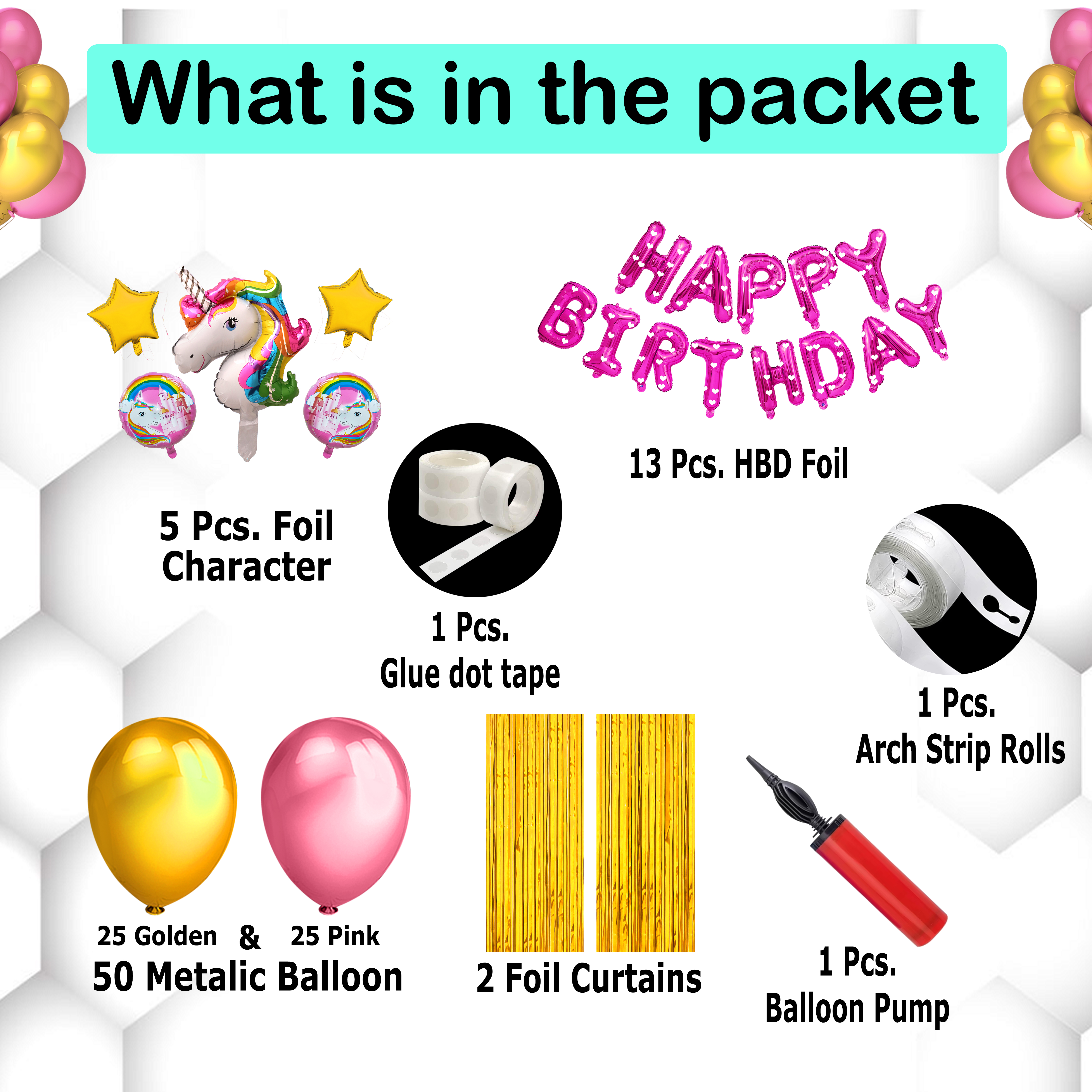 Unicorn Happy Birthday Foil Balloons