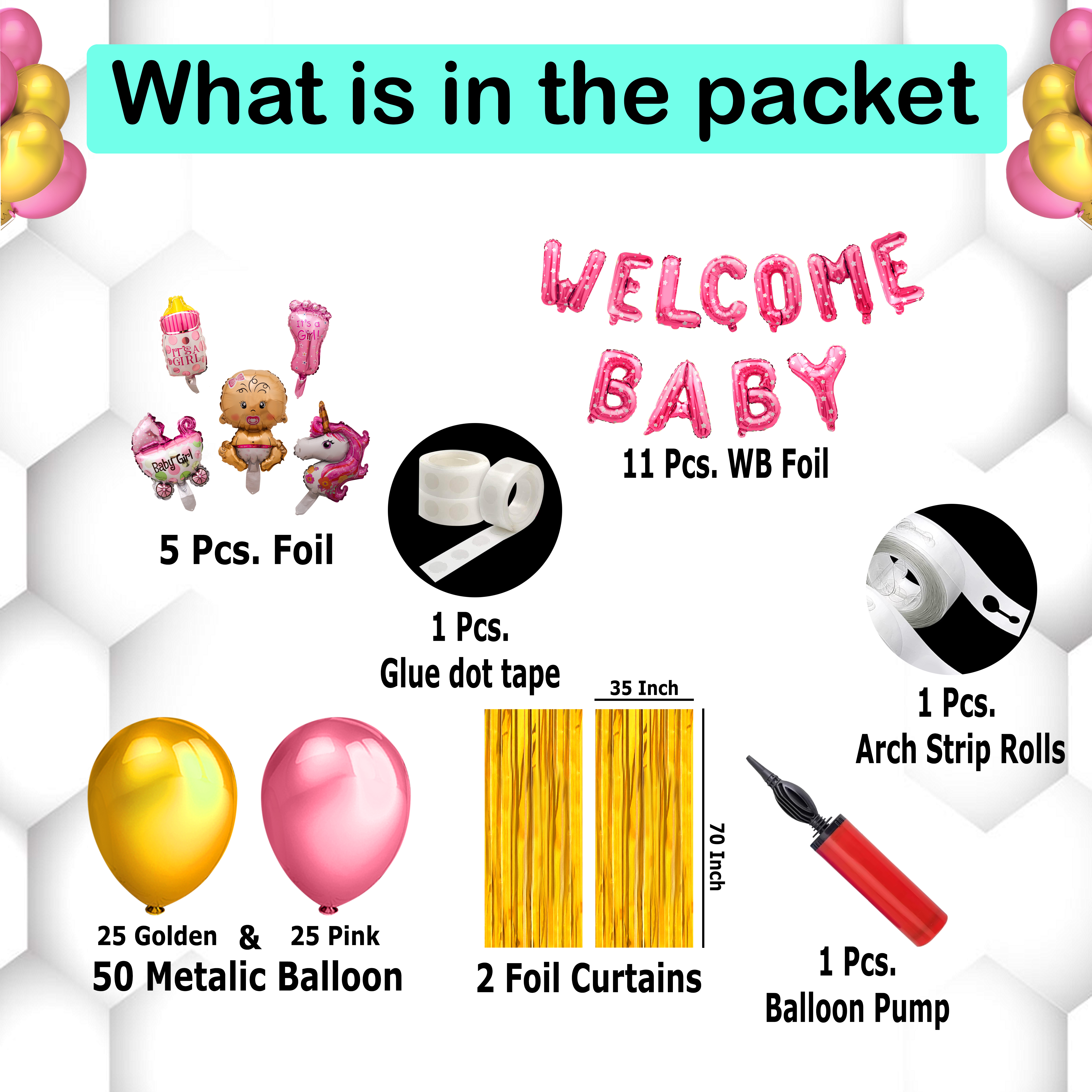 Welcome Baby Girl Decoration Set