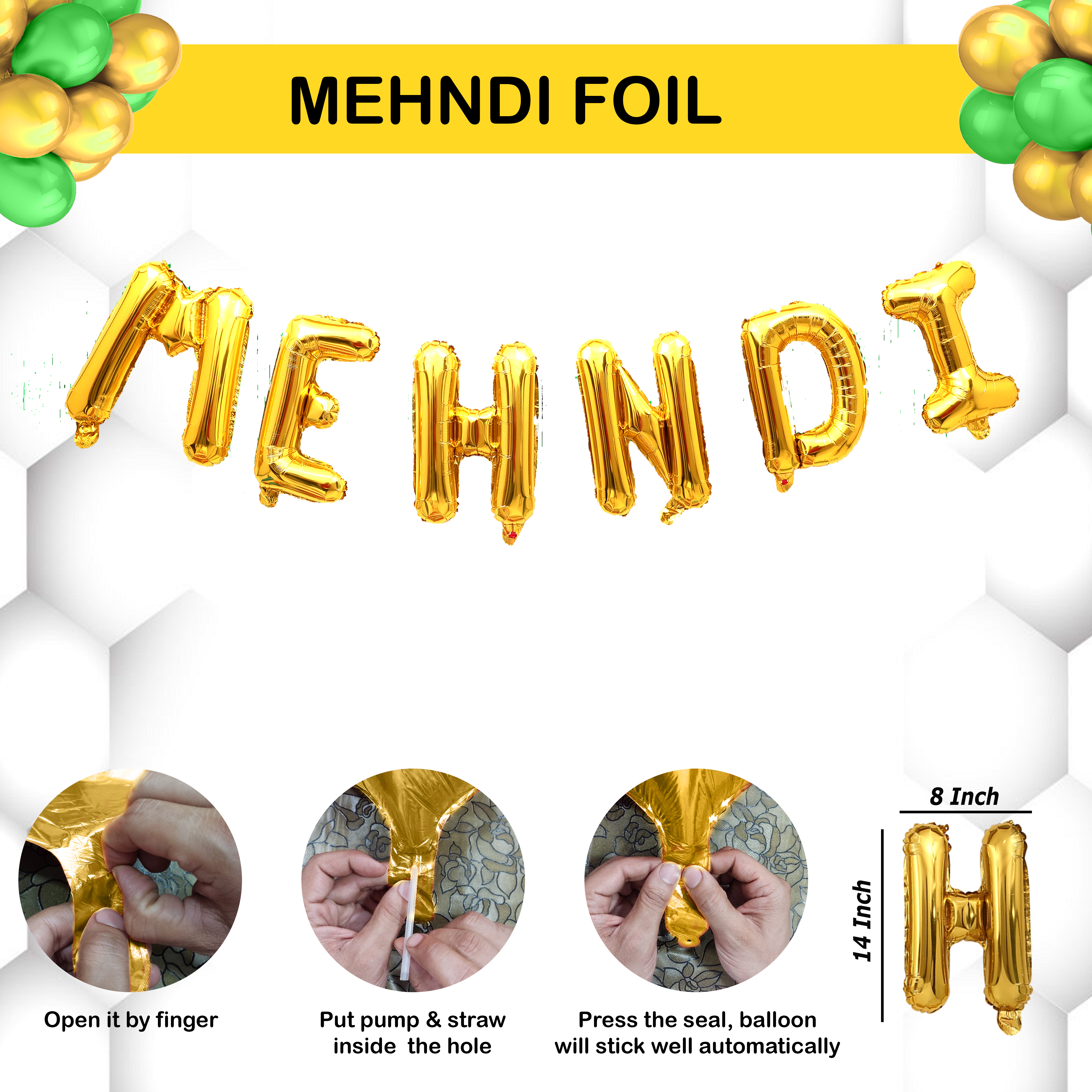 Mehndi Foil Balloons Decoration Kit