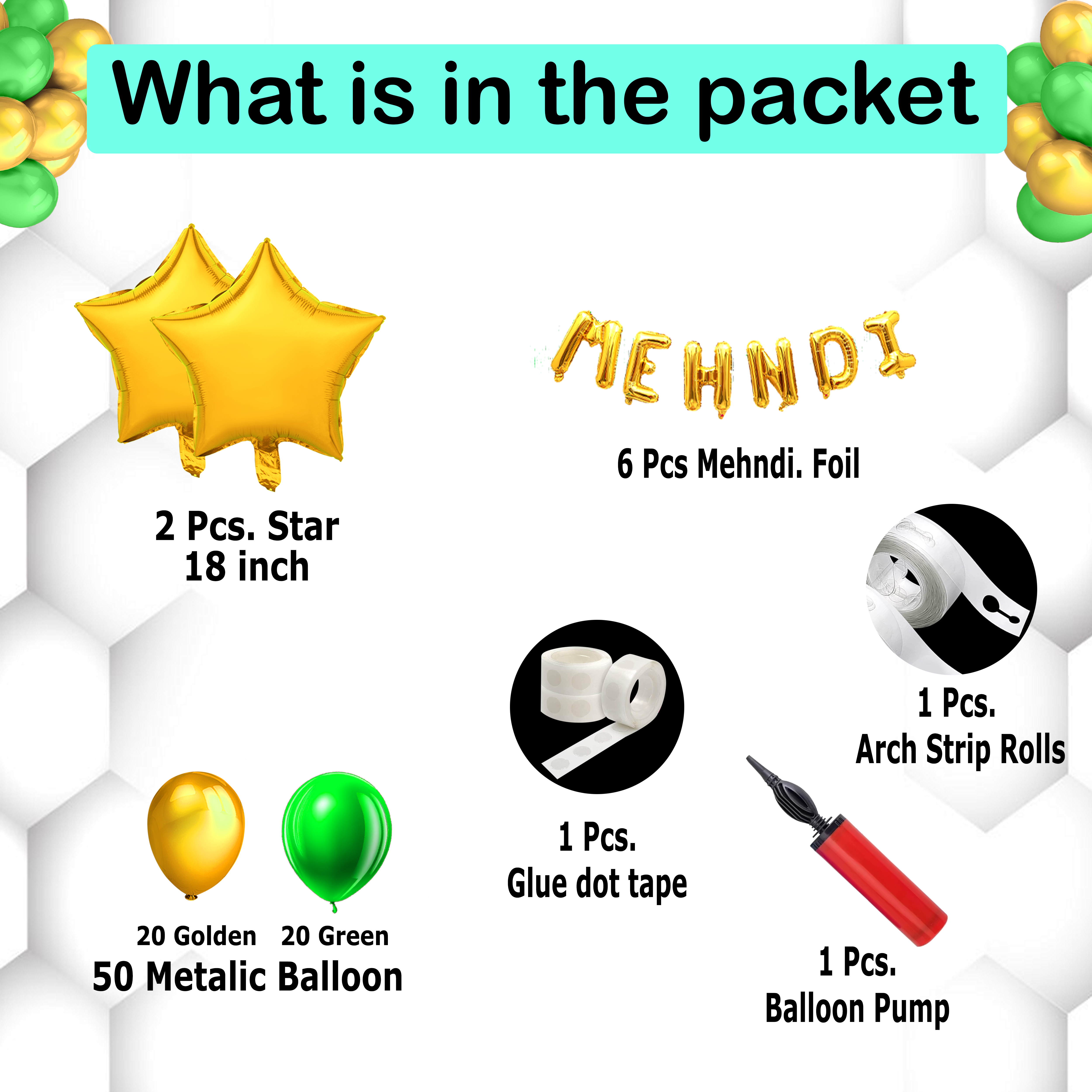 Mehndi Foil Balloons Decoration Kit