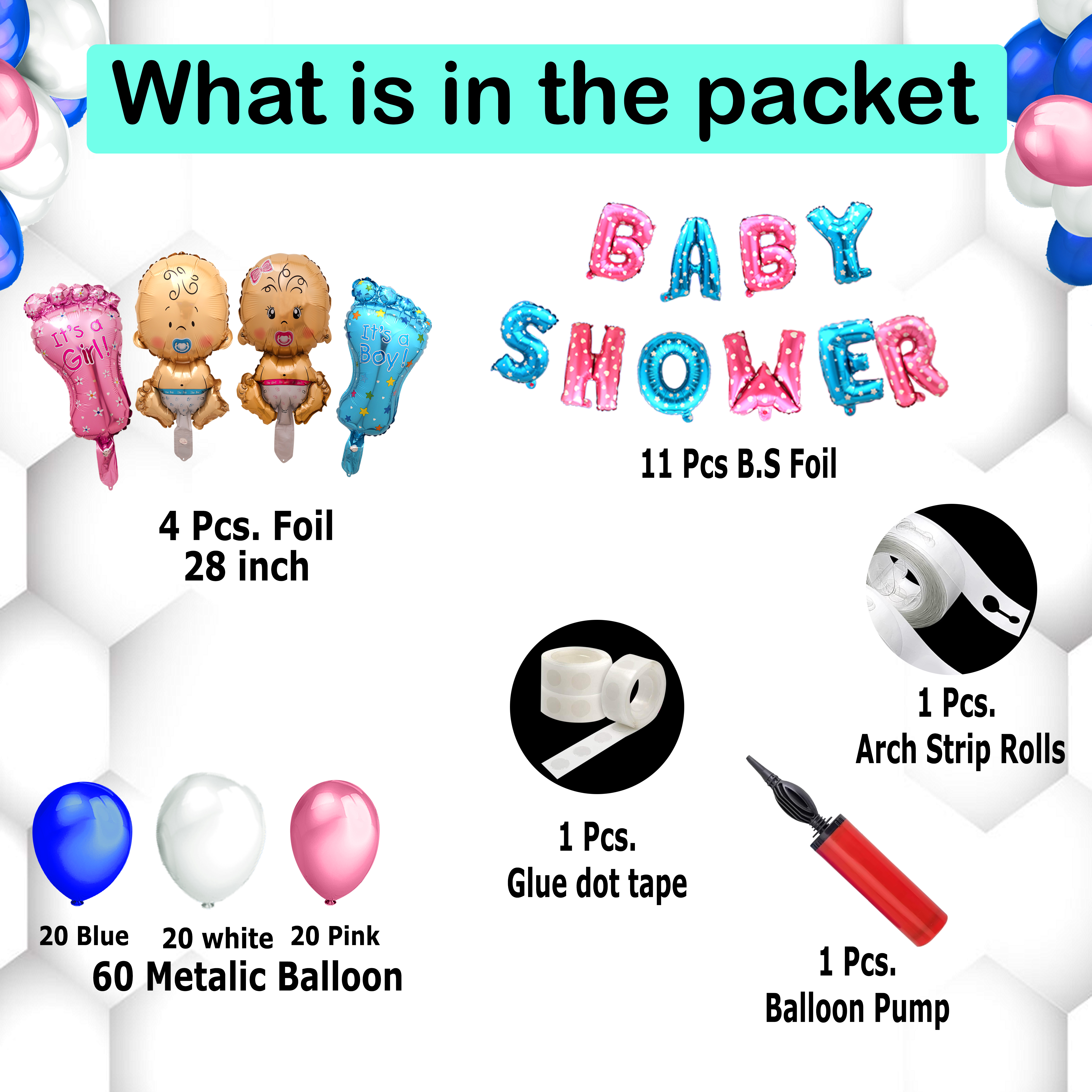 Baby Shower foil Decoration Kit