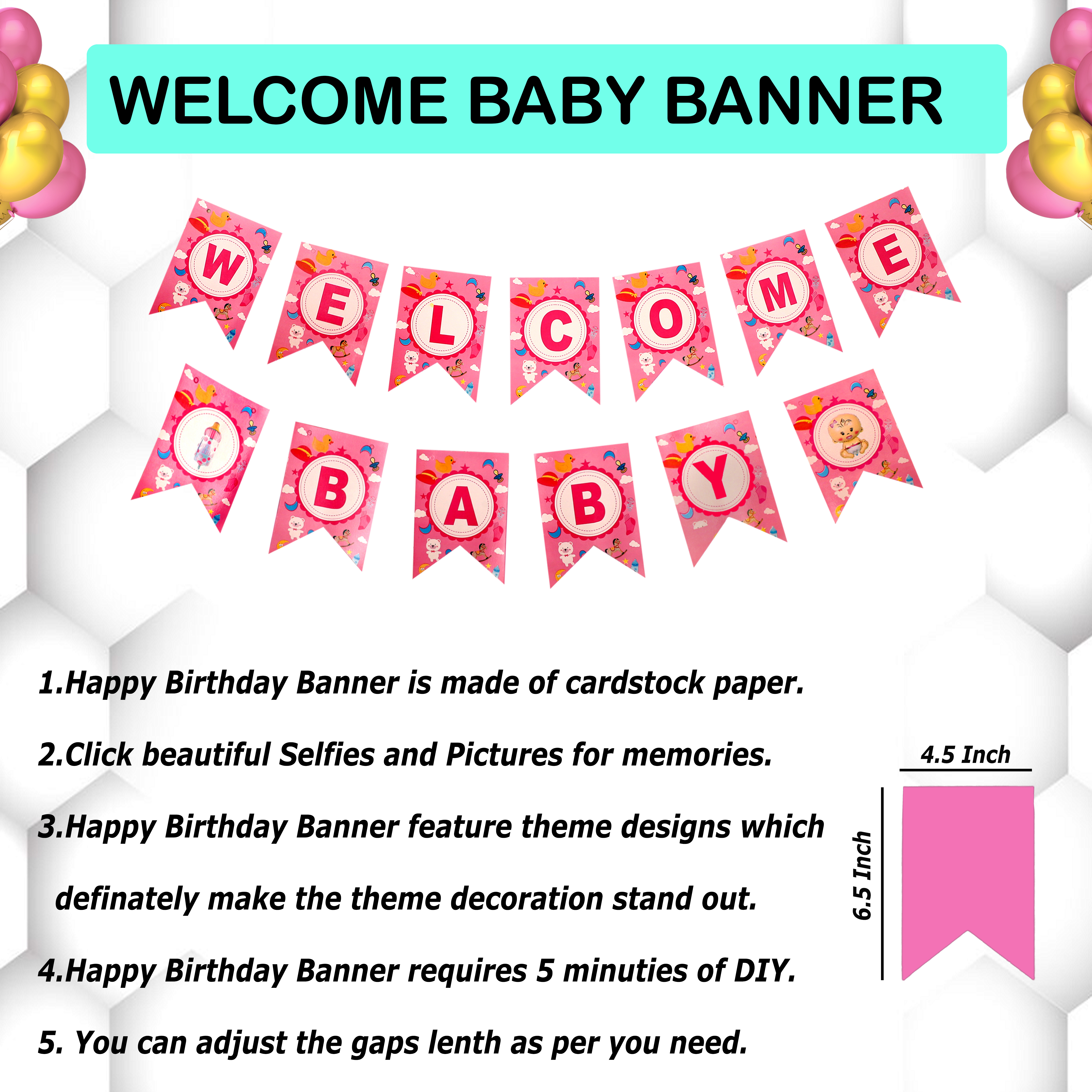 Welcome Baby Girl Banner Decoration Kit
