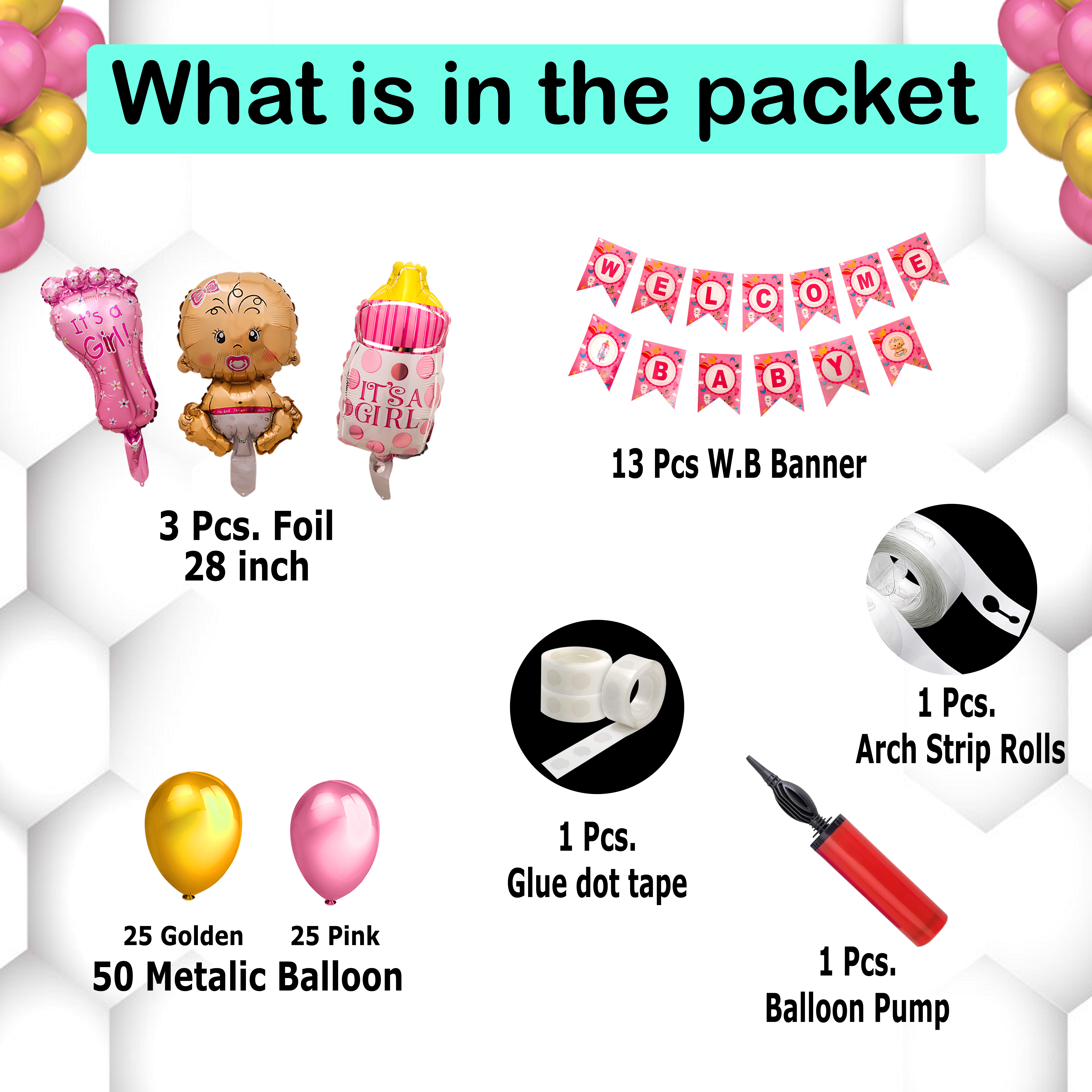 Welcome Baby Girl Banner Decoration Kit