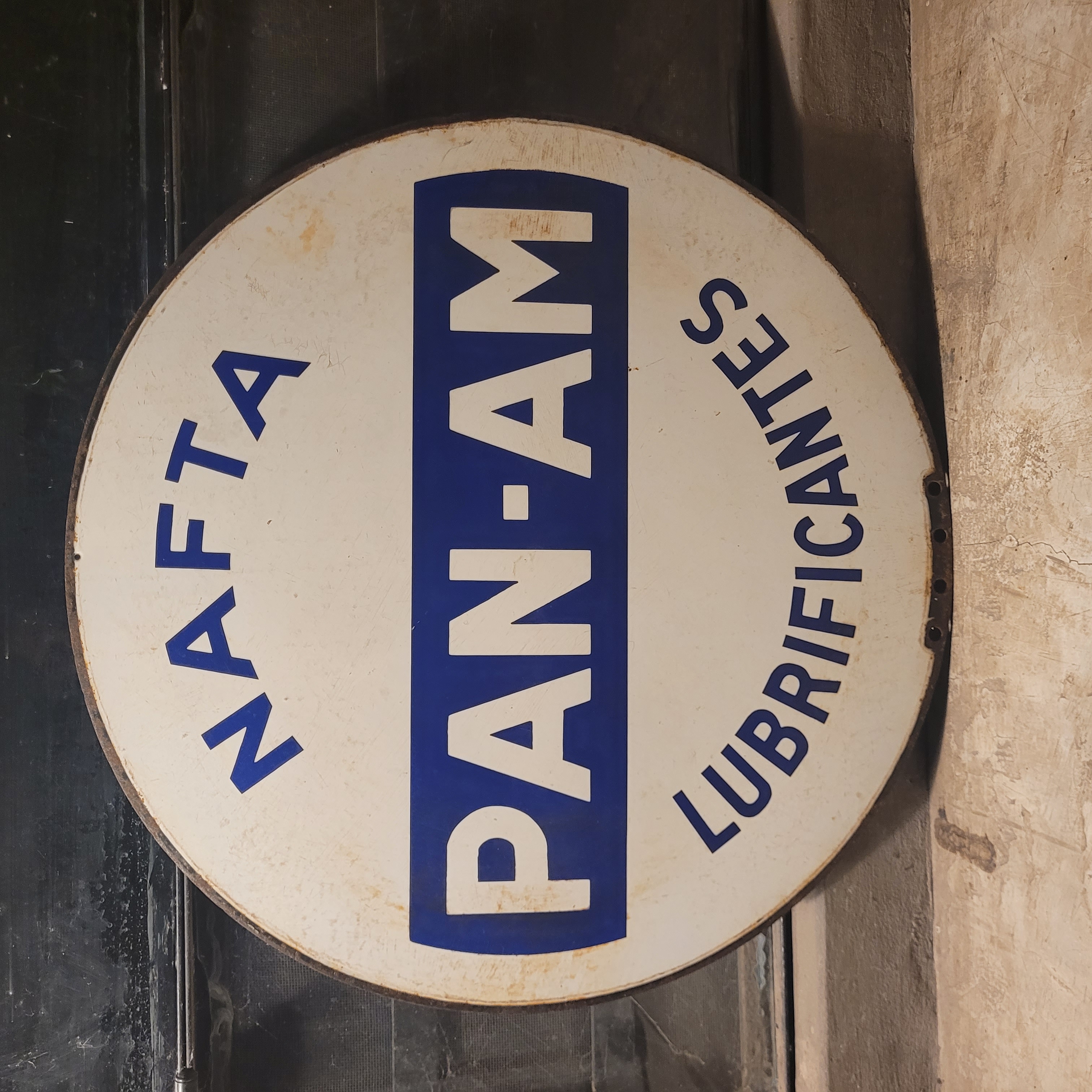 Old original vintage enamel porcelain PAN-AM sign