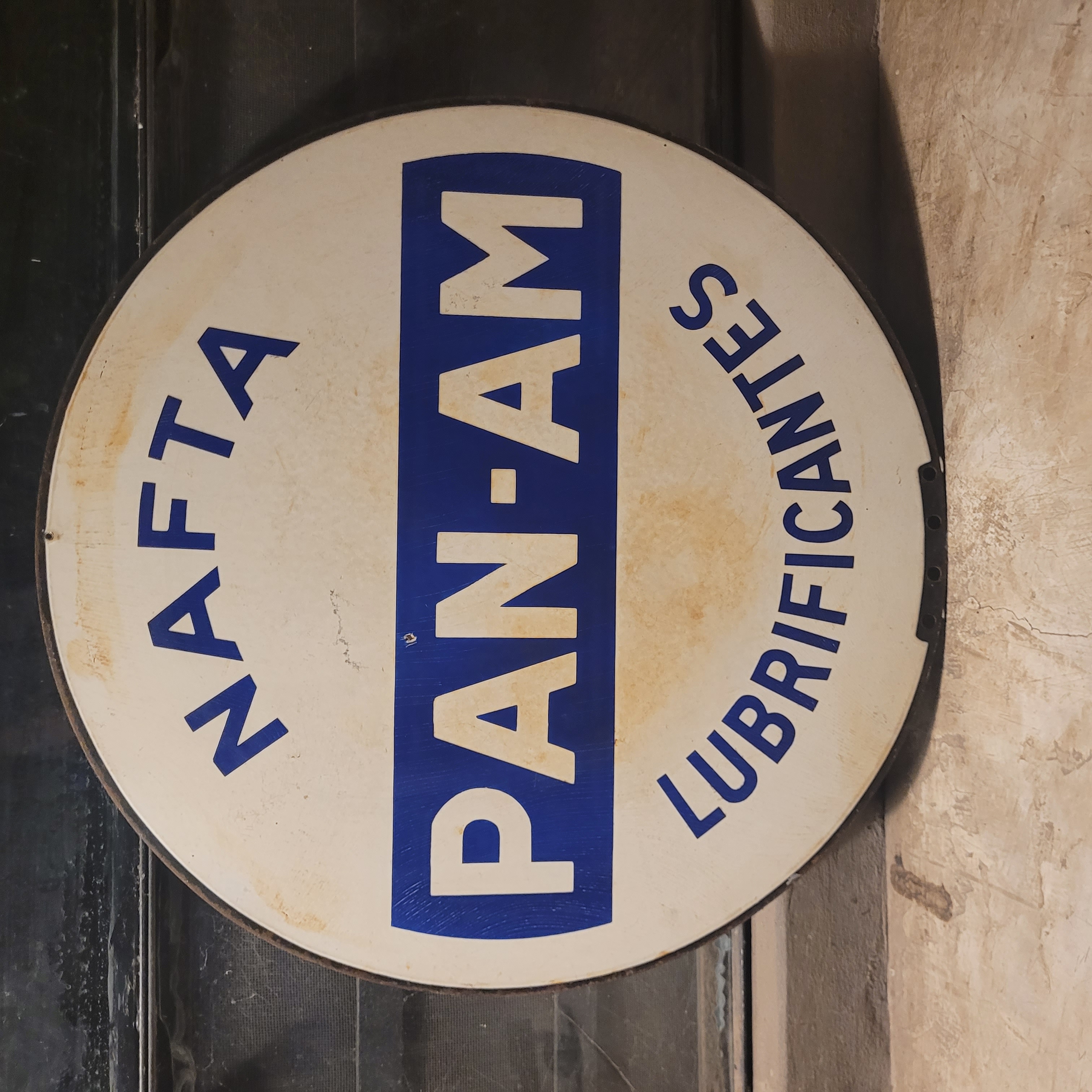 Old original vintage enamel porcelain PAN-AM sign