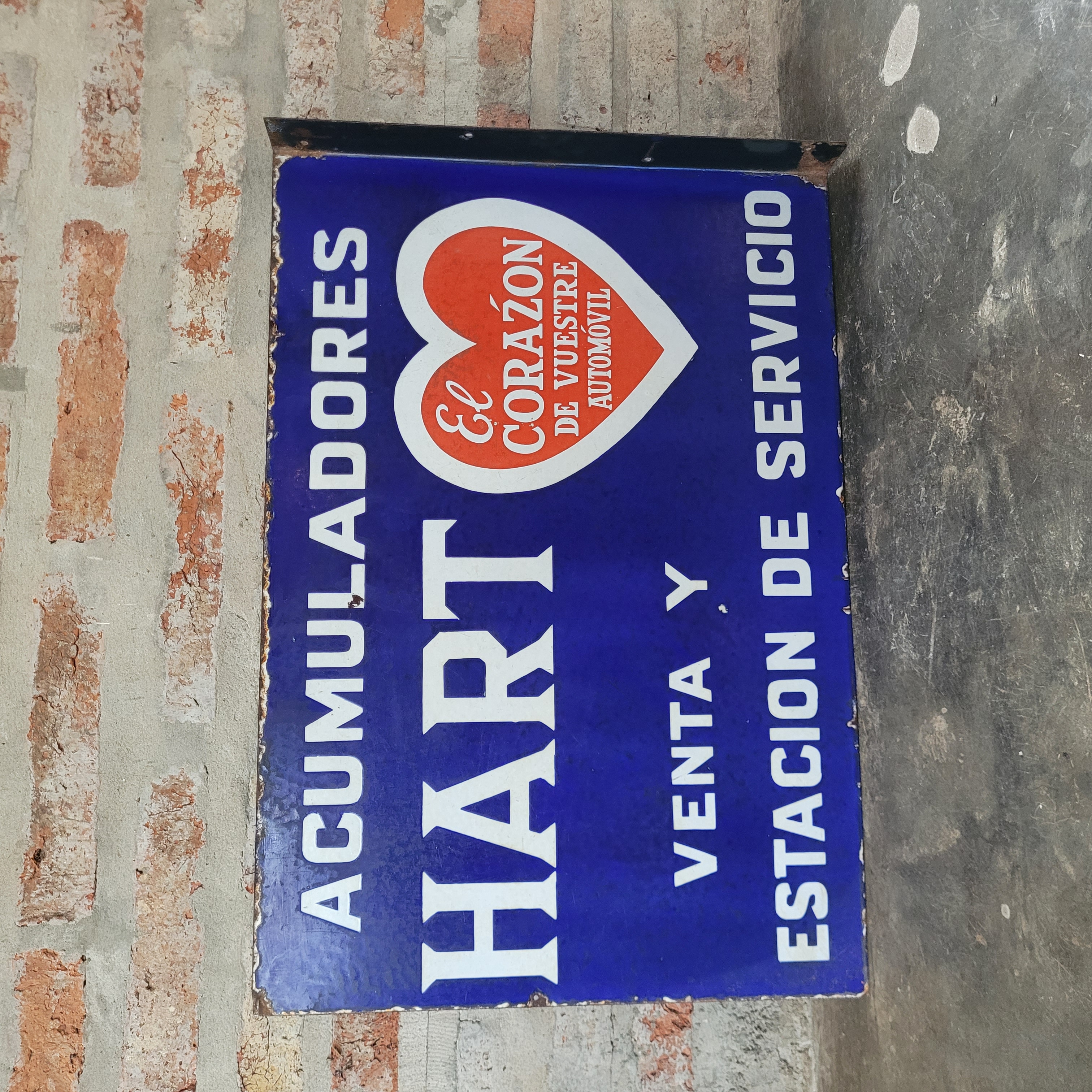 Old Original Enamel Porcelain Hart Sign Double Sided