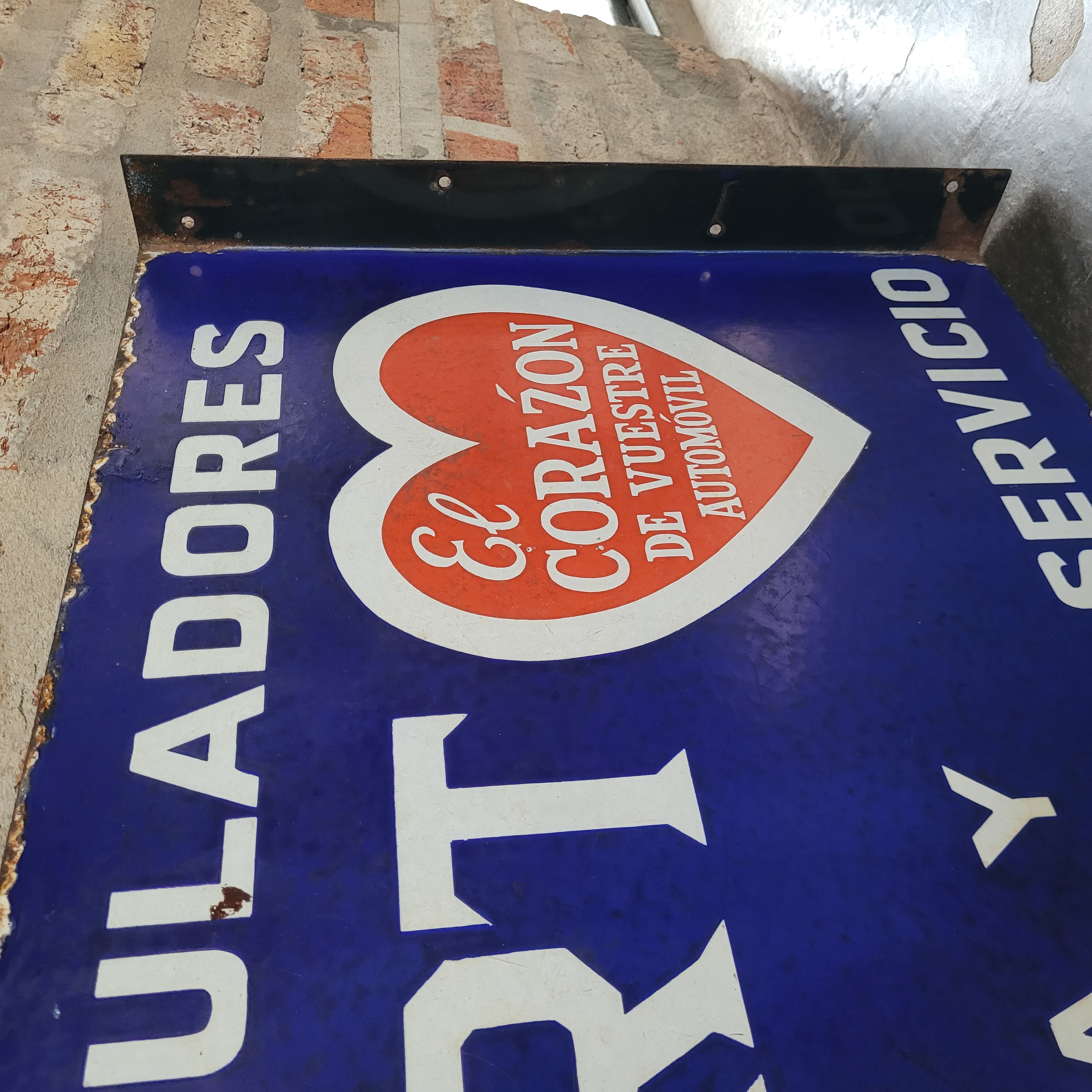 Old Original Enamel Porcelain Hart Sign Double Sided