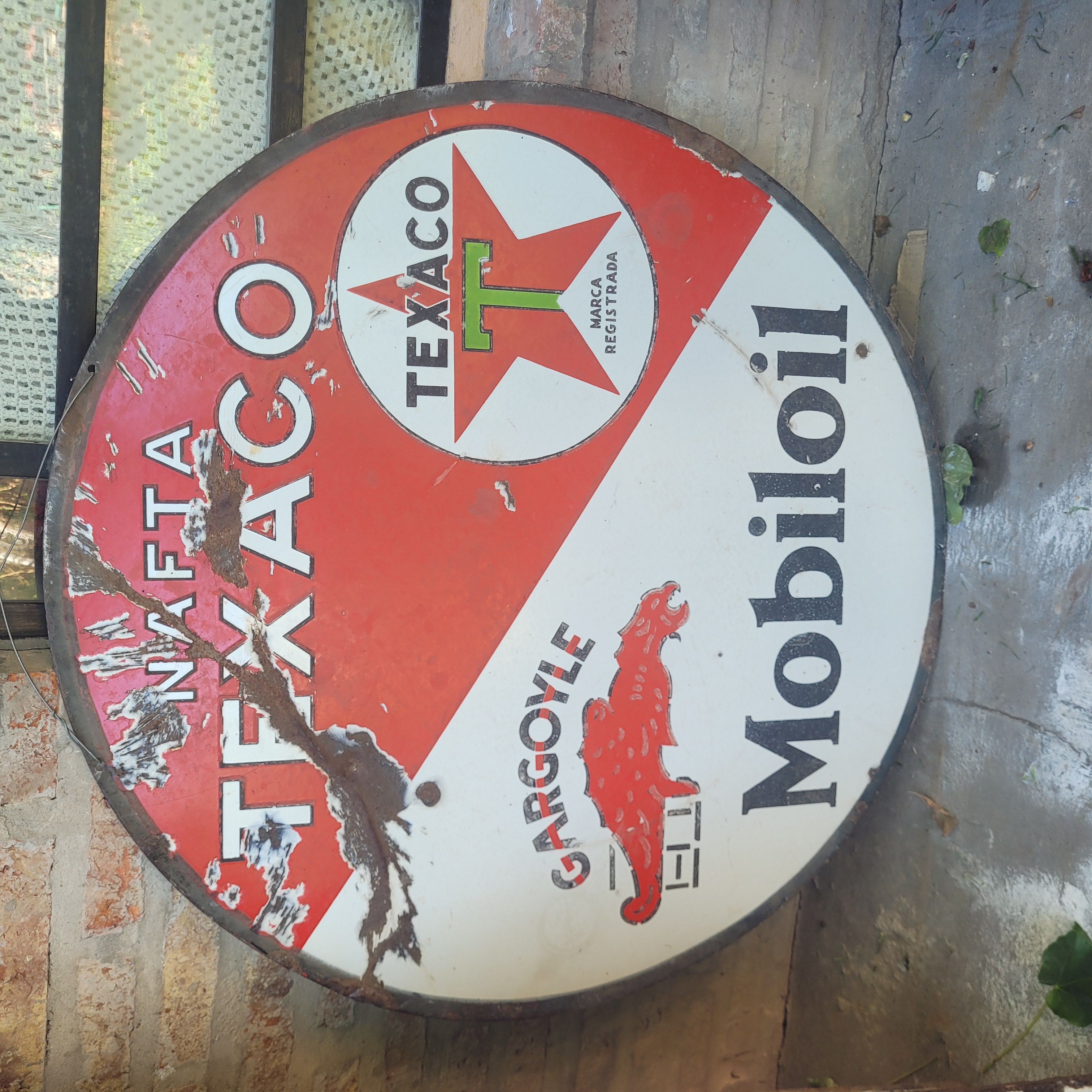 Old Original Texaco & Mobiloil Sign