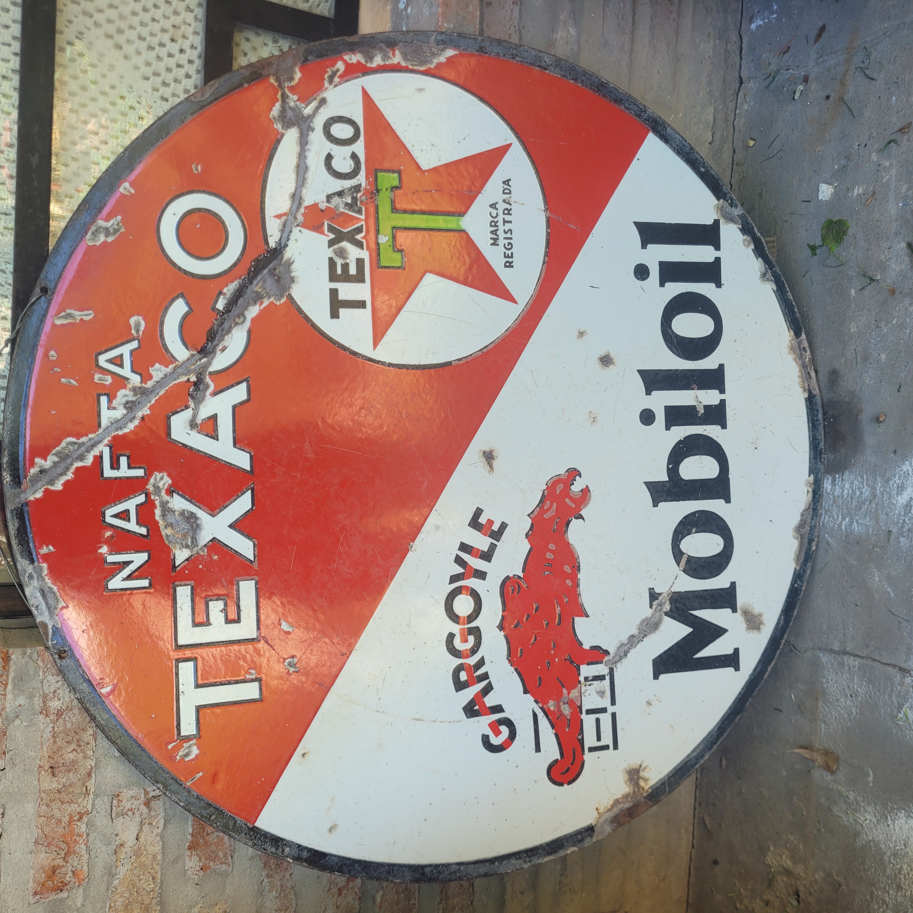 Old Original Texaco & Mobiloil Sign