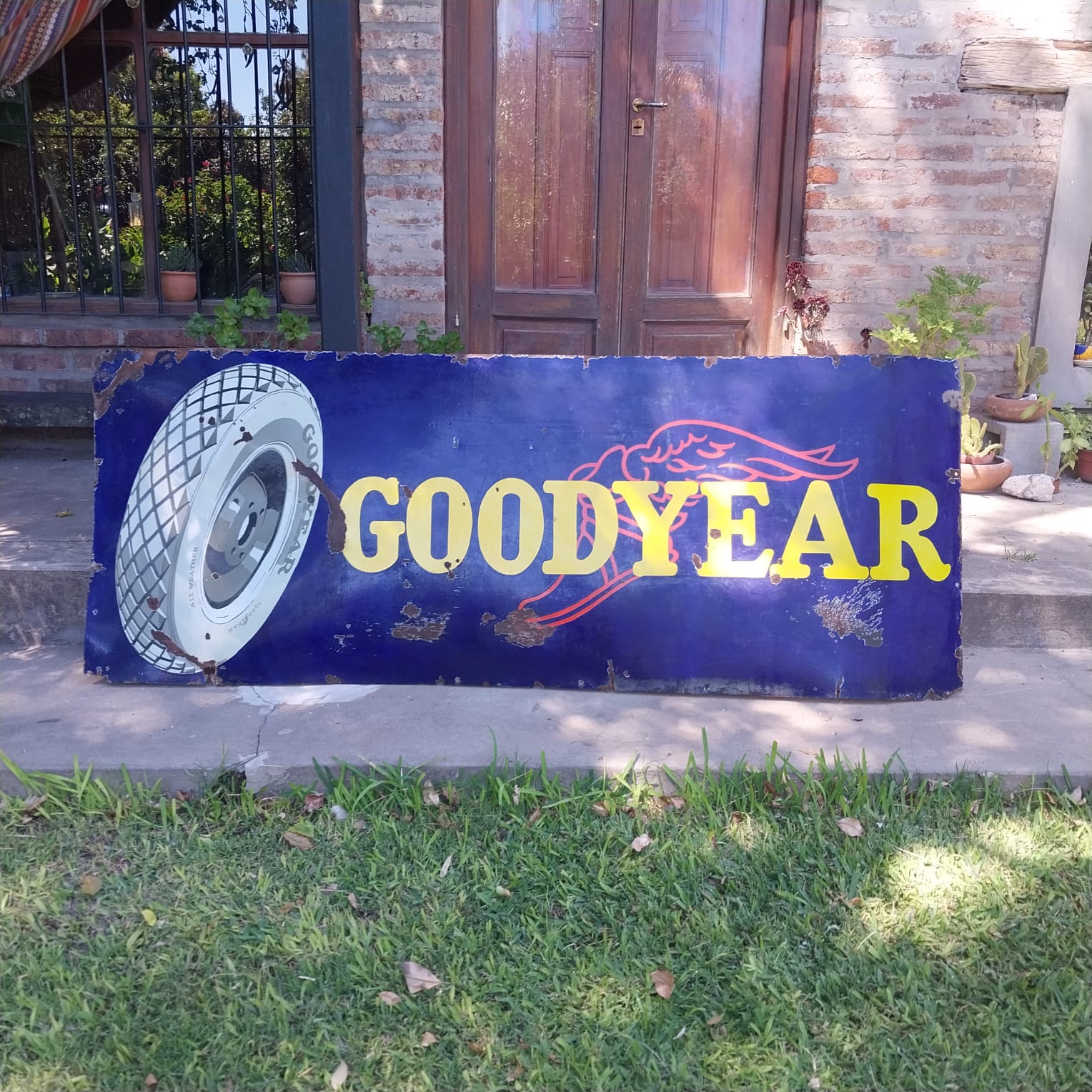 Old Original Enamel Porcelain Goodyear Tires Sign