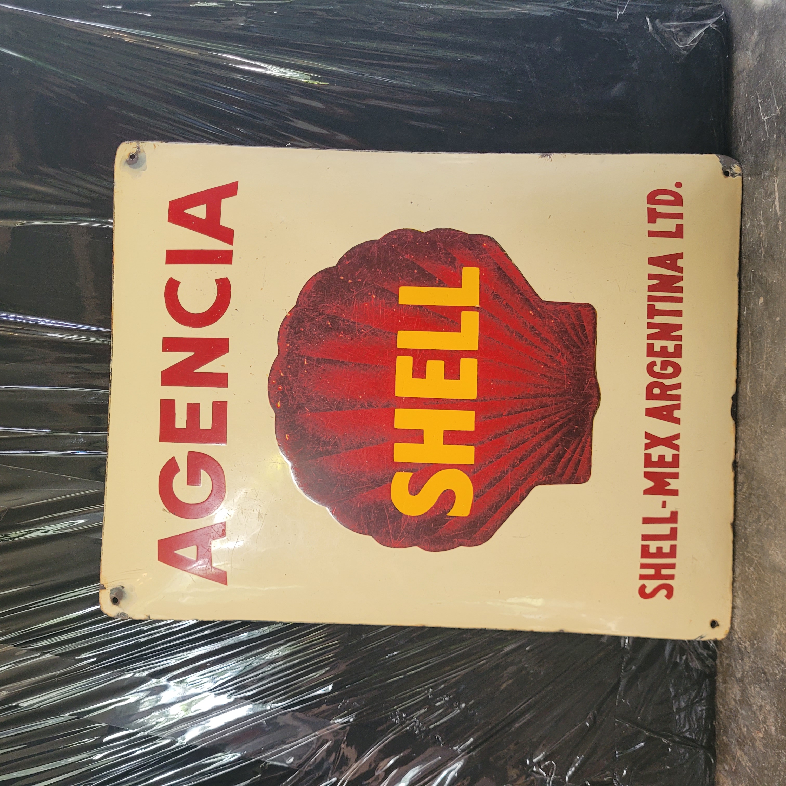 Old Original Enamel Porcelain SHELL MEX sign