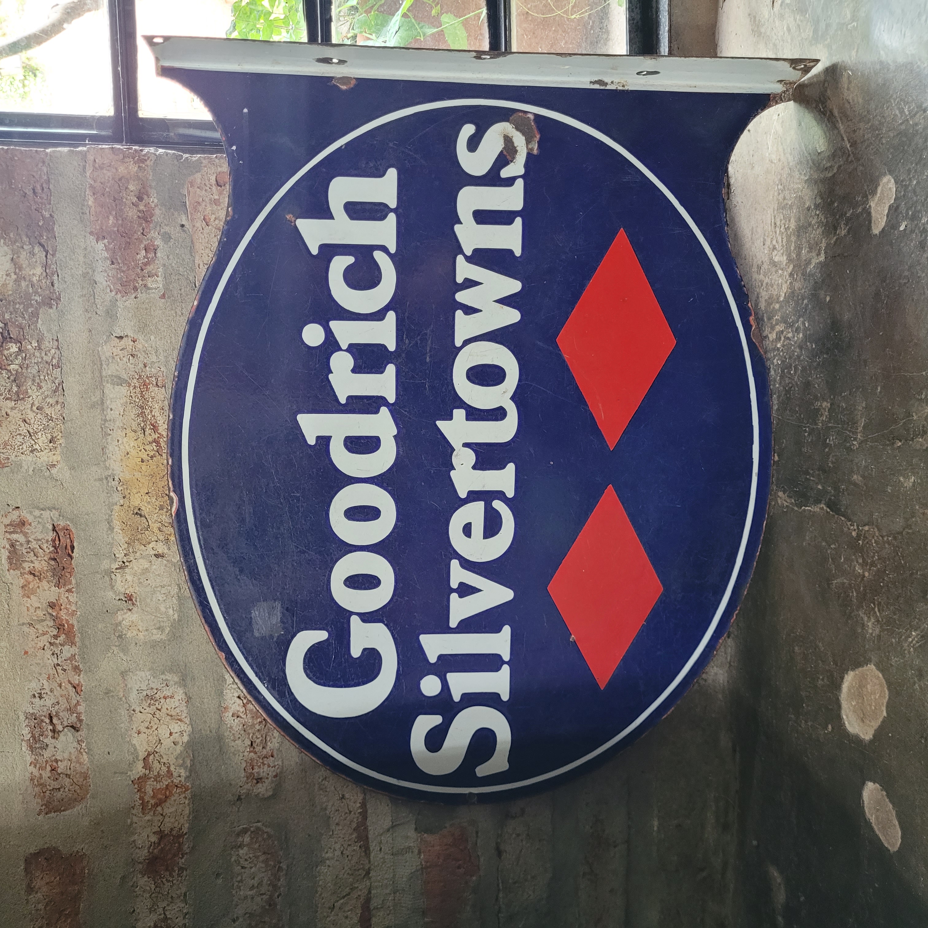 Old Enamel Porcelain Goodrich Silvertowns Sign