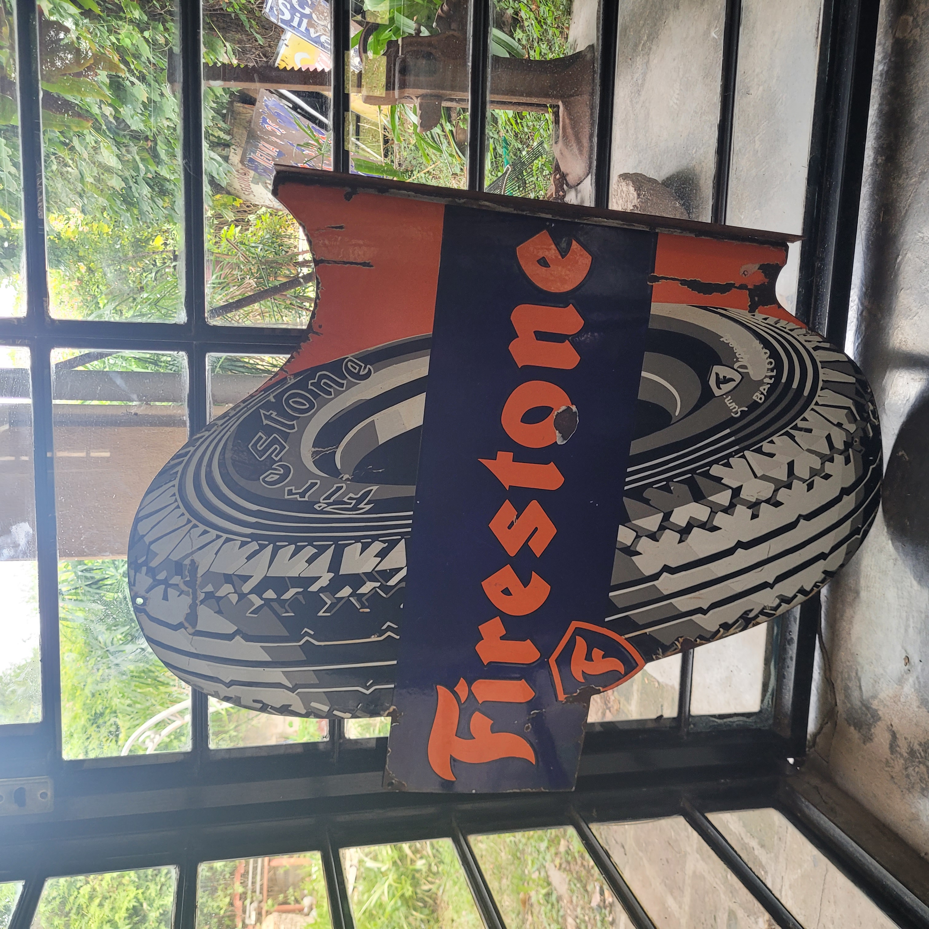 Old Original Enamel Porcelain Firestone Tire Sign