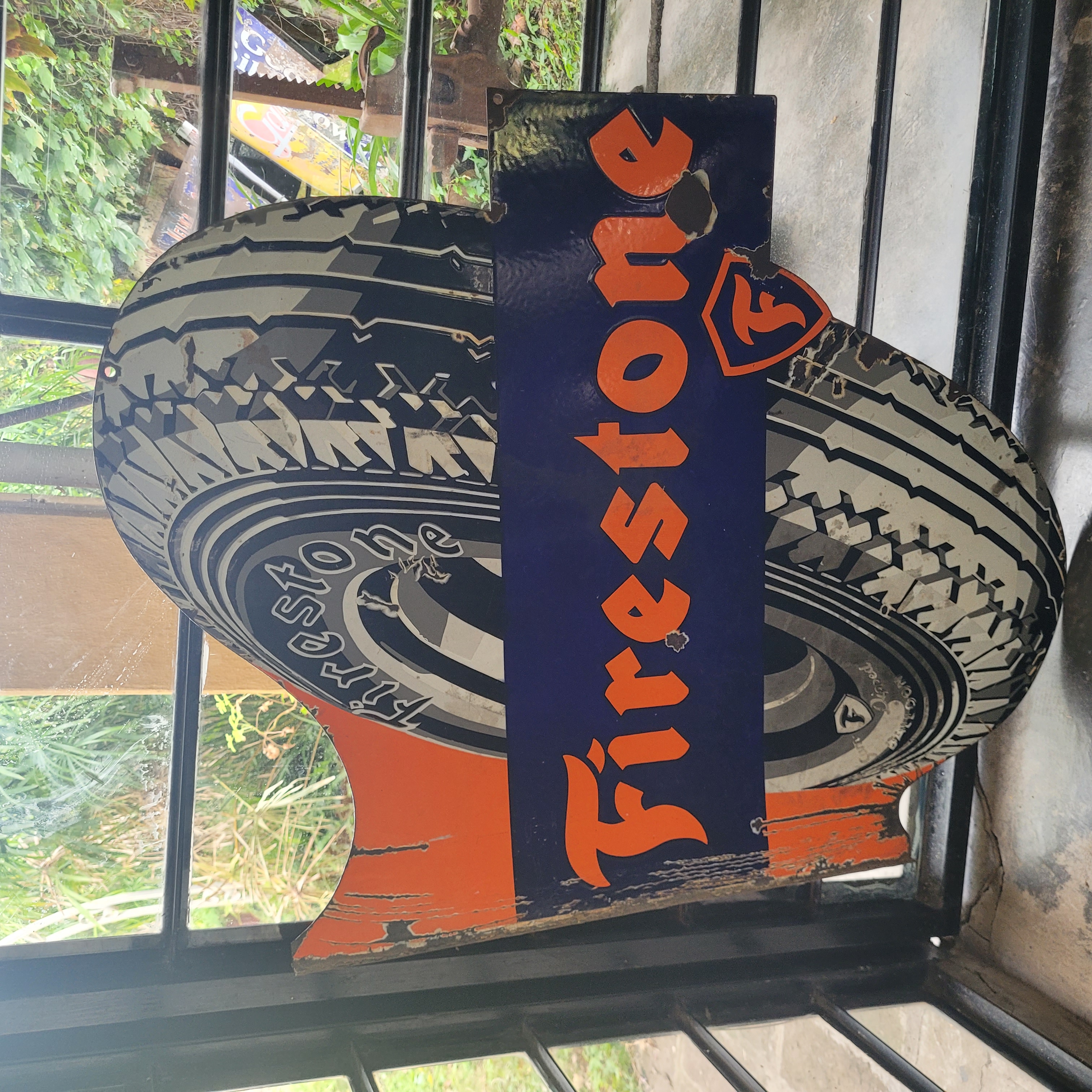 Old Original Enamel Porcelain Firestone Tire Sign