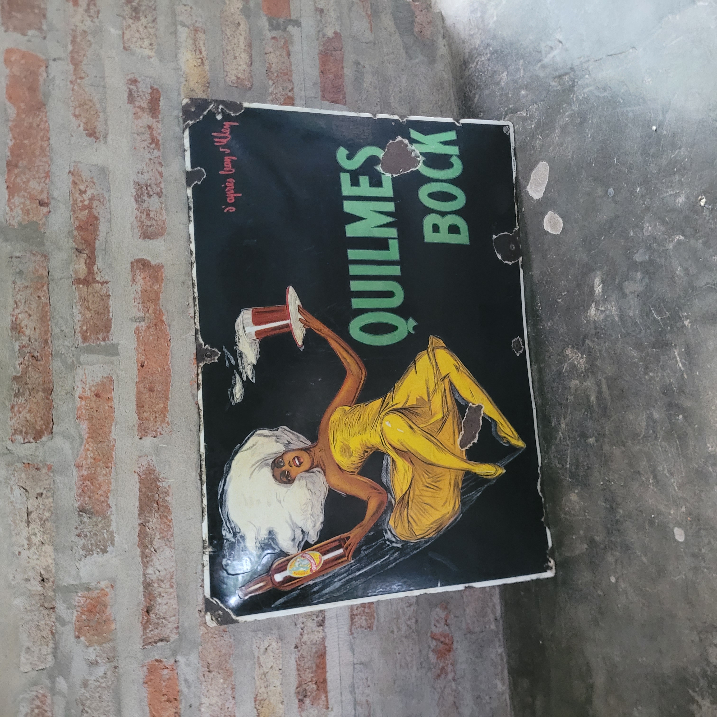 Original Enamel Porcelain QUILMES BOCK BEER sign