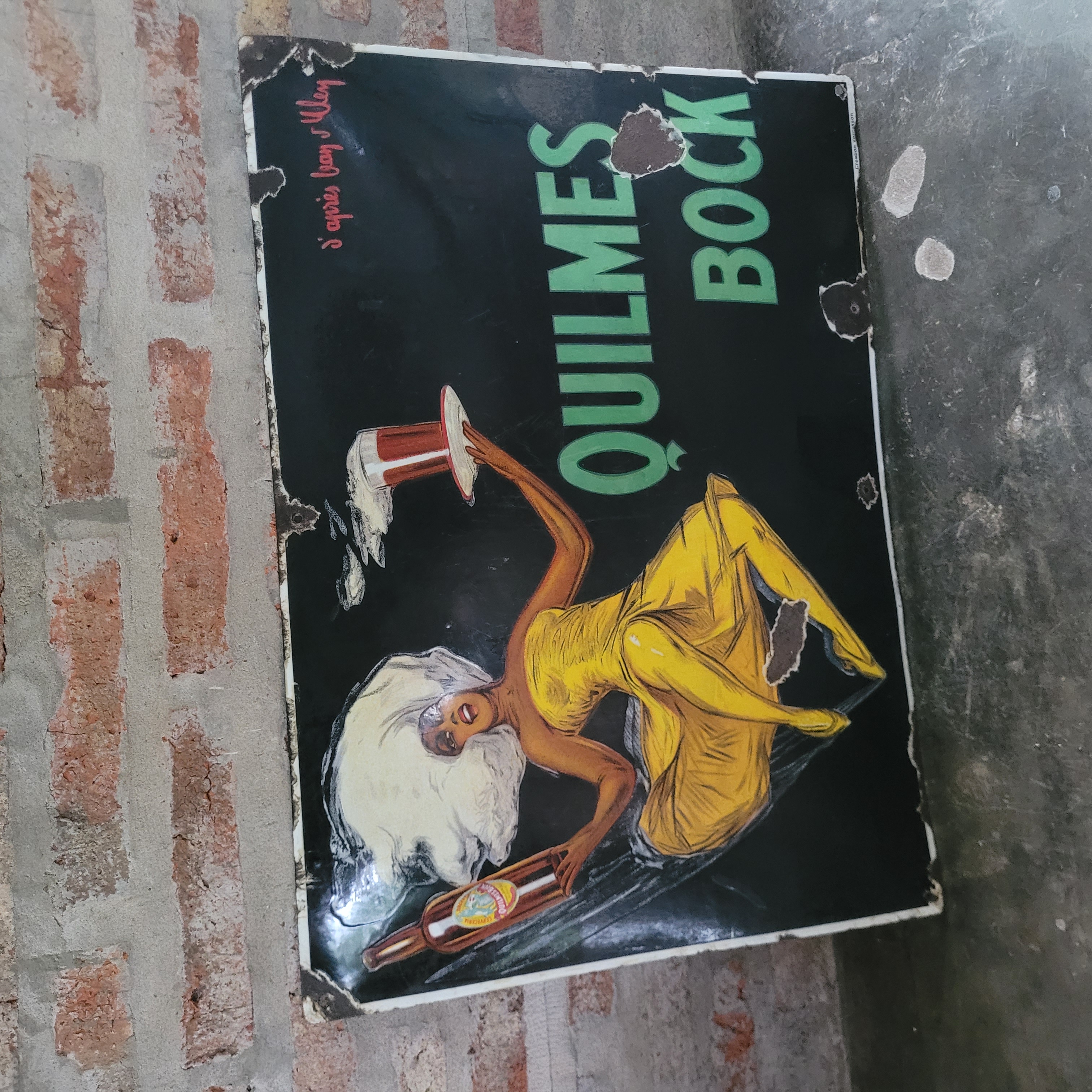 Original Enamel Porcelain QUILMES BOCK BEER sign 