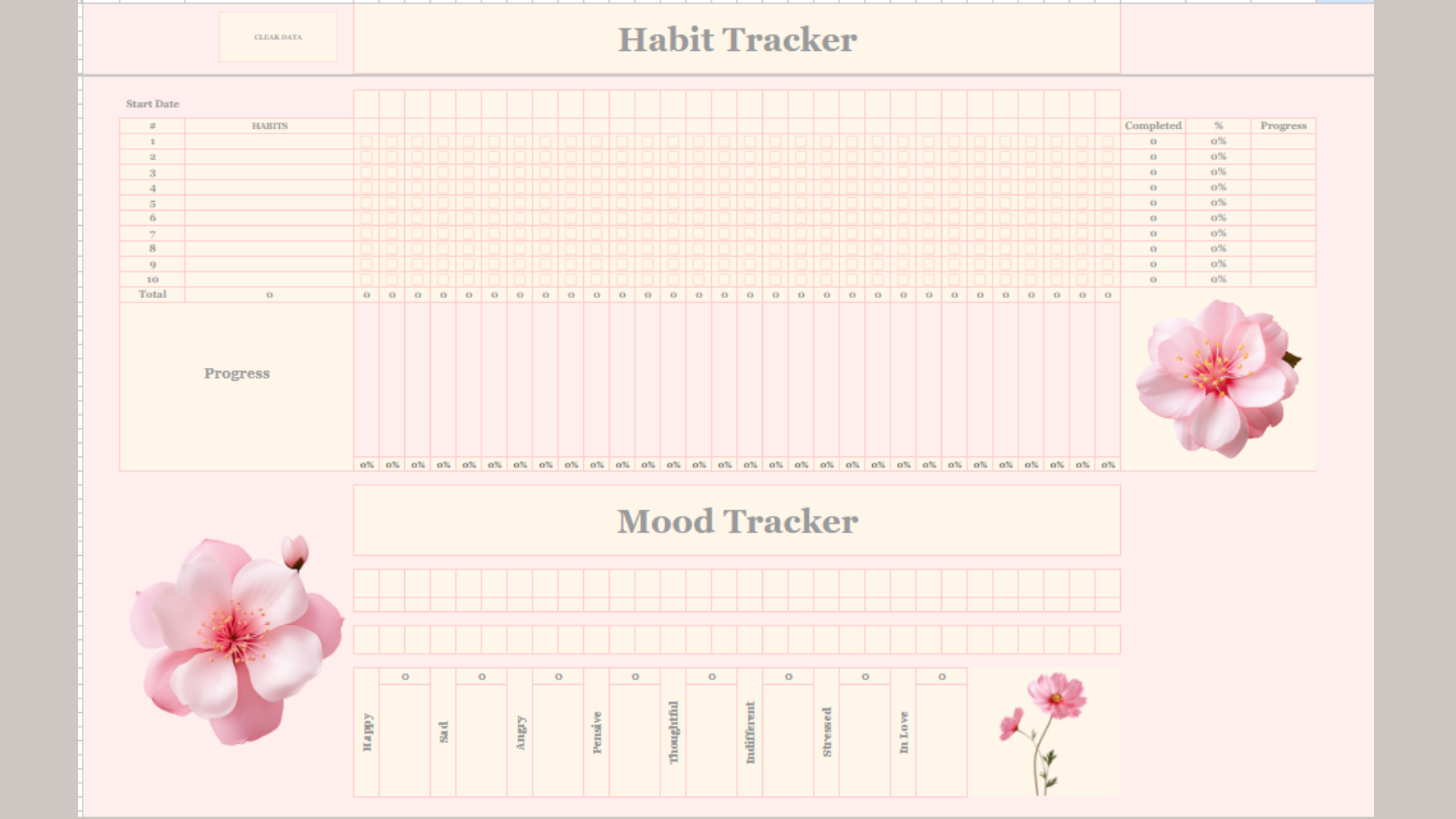 Ultimate Digital Organization Bundle: Habit & Mood Tracker, Task Tracker, Interactive Calendar, and Chore Chart (Google Sheets)