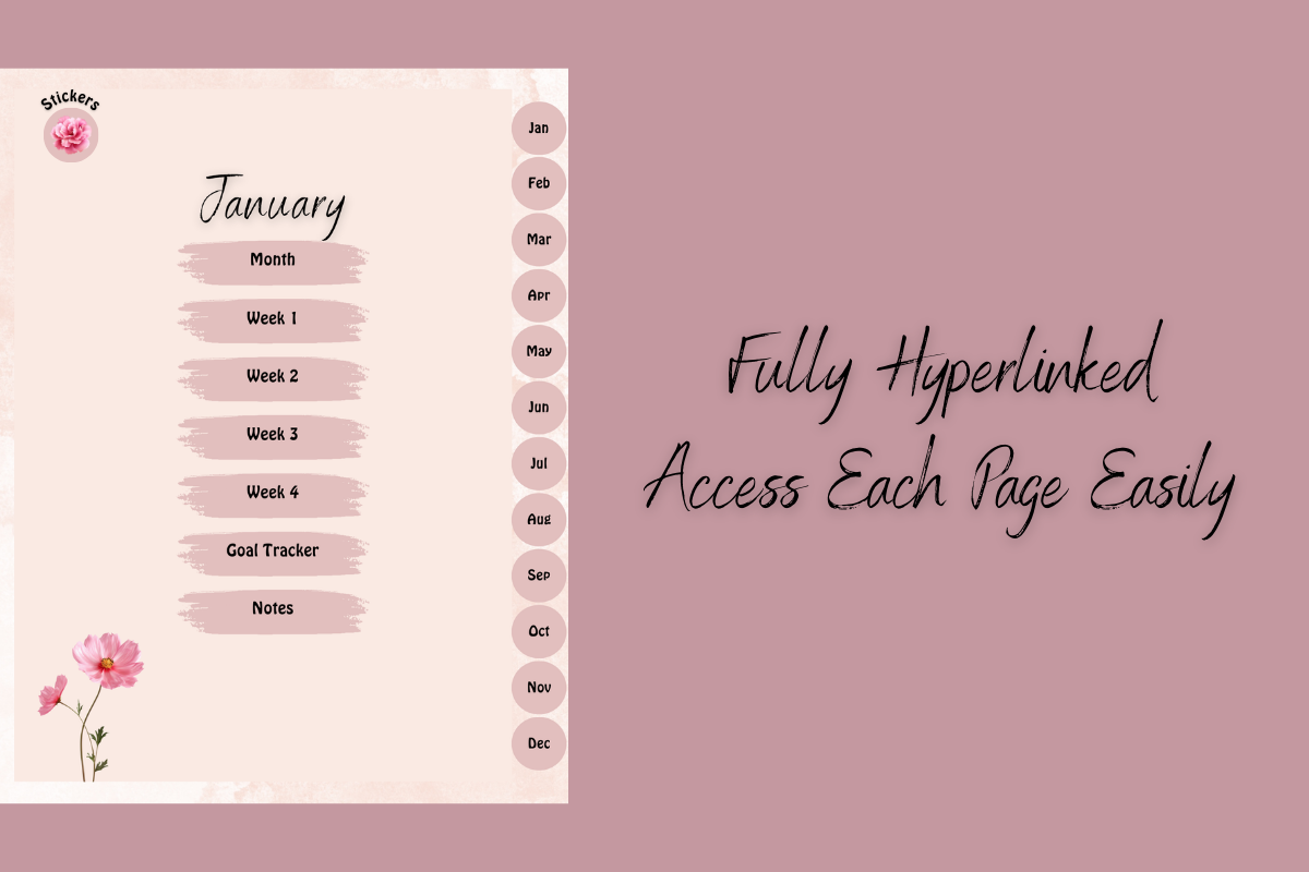 Simple Monthly Planner Template (Canva) with 200 Editable Elements + PNGs