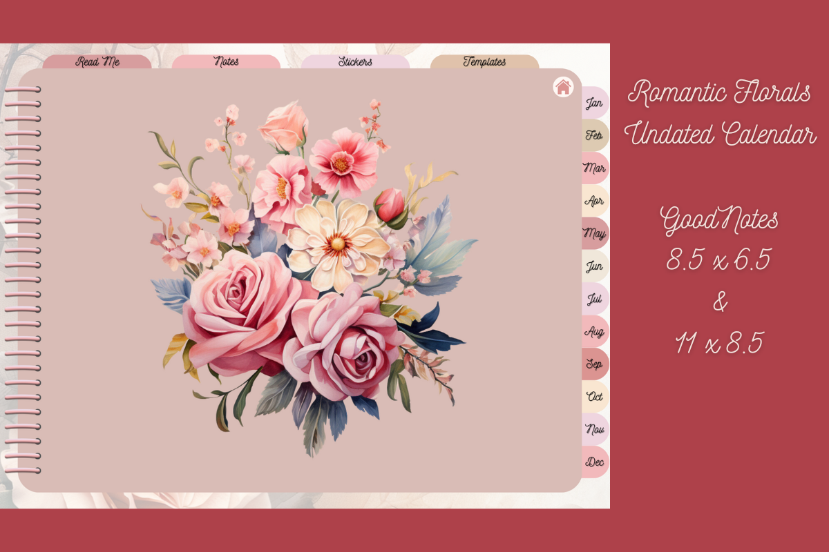 Romantic Florals Undated Planner - Editable Canva Template