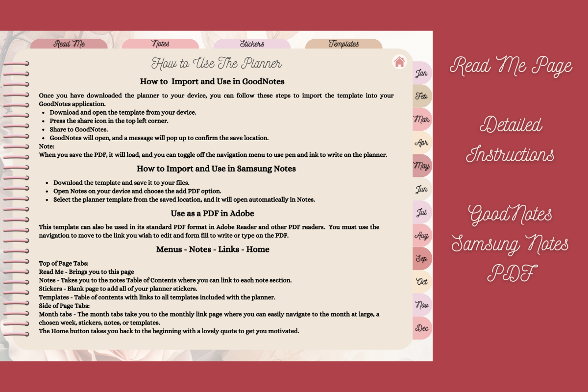 Romantic Florals Undated Planner - Editable Canva Template