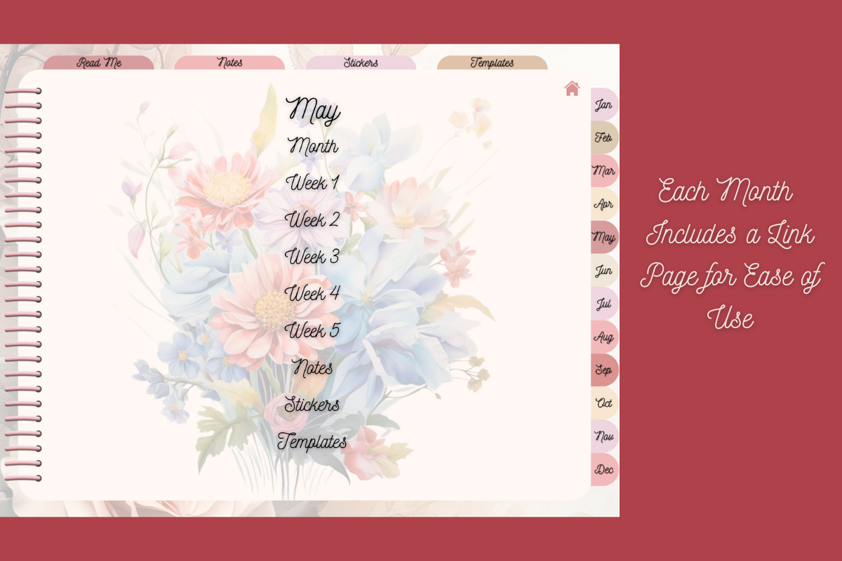 Romantic Florals Undated Planner - Editable Canva Template