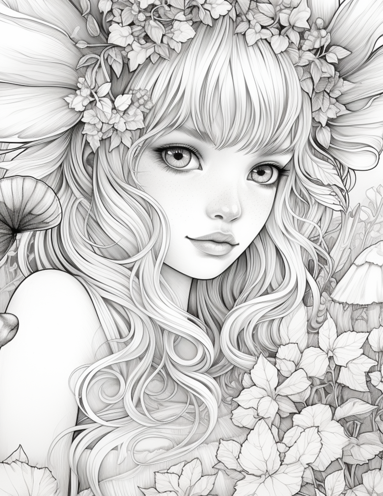 Fairy Fantasy Coloring Pages - Set of Intricate Line Art Designs (75 Images)