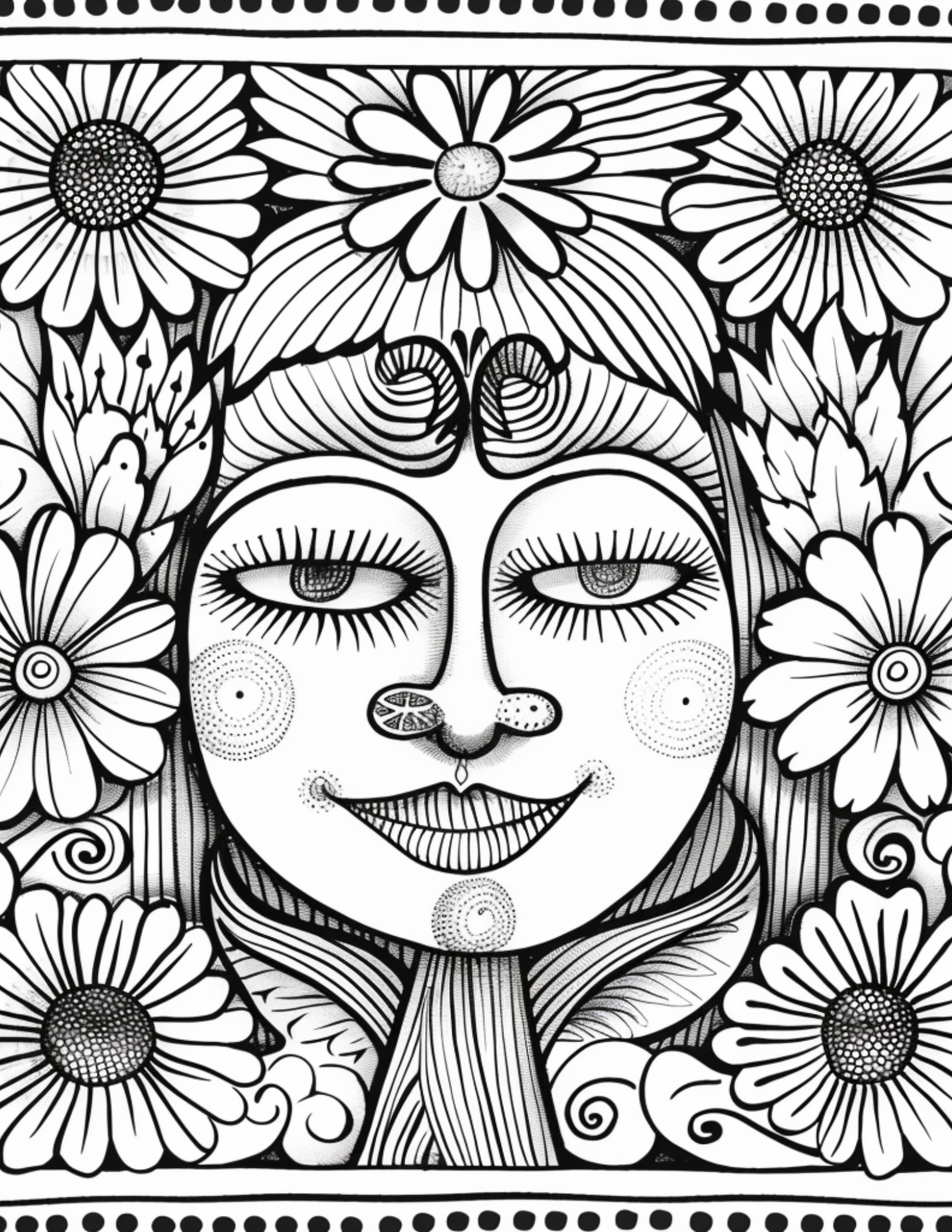 105 Unique Coloring Pages for Creative Expression – Abstract Faces and Surreal Portraits 