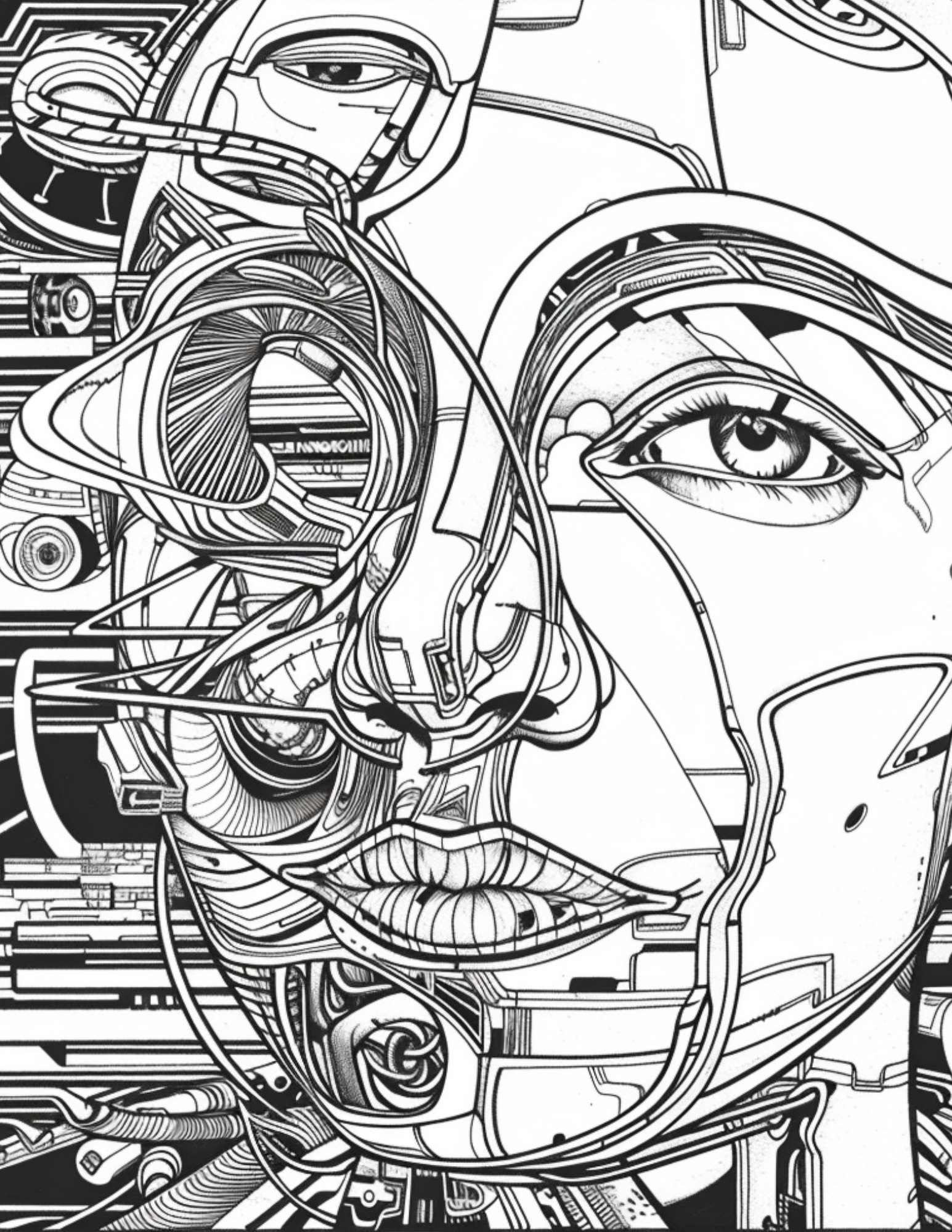 105 Unique Coloring Pages for Creative Expression – Abstract Faces and Surreal Portraits 