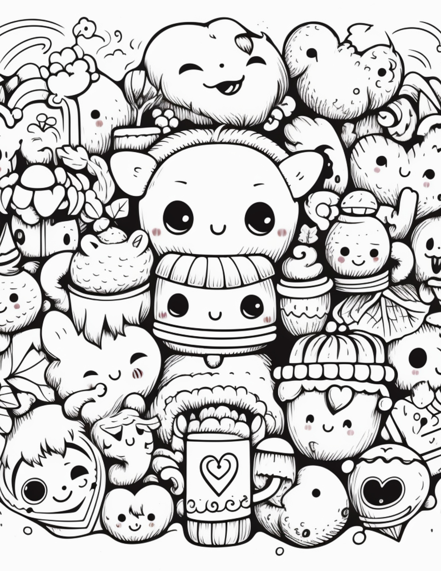 40 Kawaii Mochi Cute Doodle Coloring Pages: Adorable and Fun for All Ages!