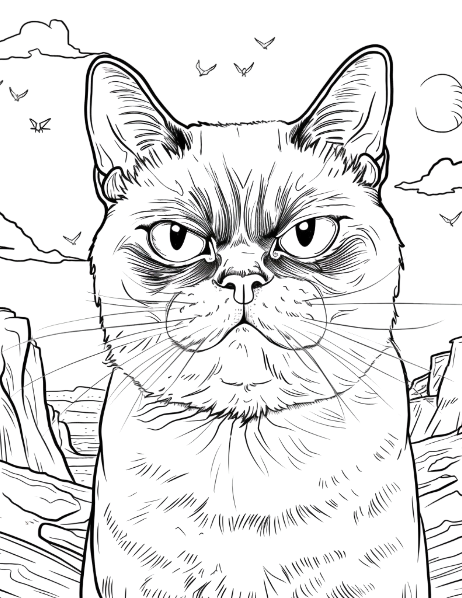 Grumpy Cats Coloring Pages - 60 Unique and Hilarious Designs for Cat Lovers!