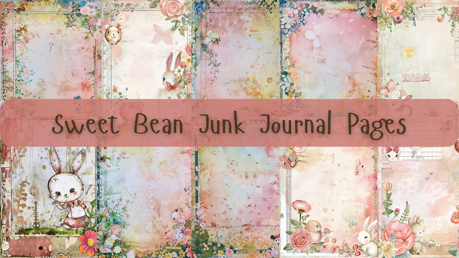 Sweet Bean Journal Pages - 75 Cute & Quirky Junk Journal Pages for Digital Download - Storybook Style in Soft Colors for Creative Writing, Art Journals, Scrapbooking, and Stationery Gifts