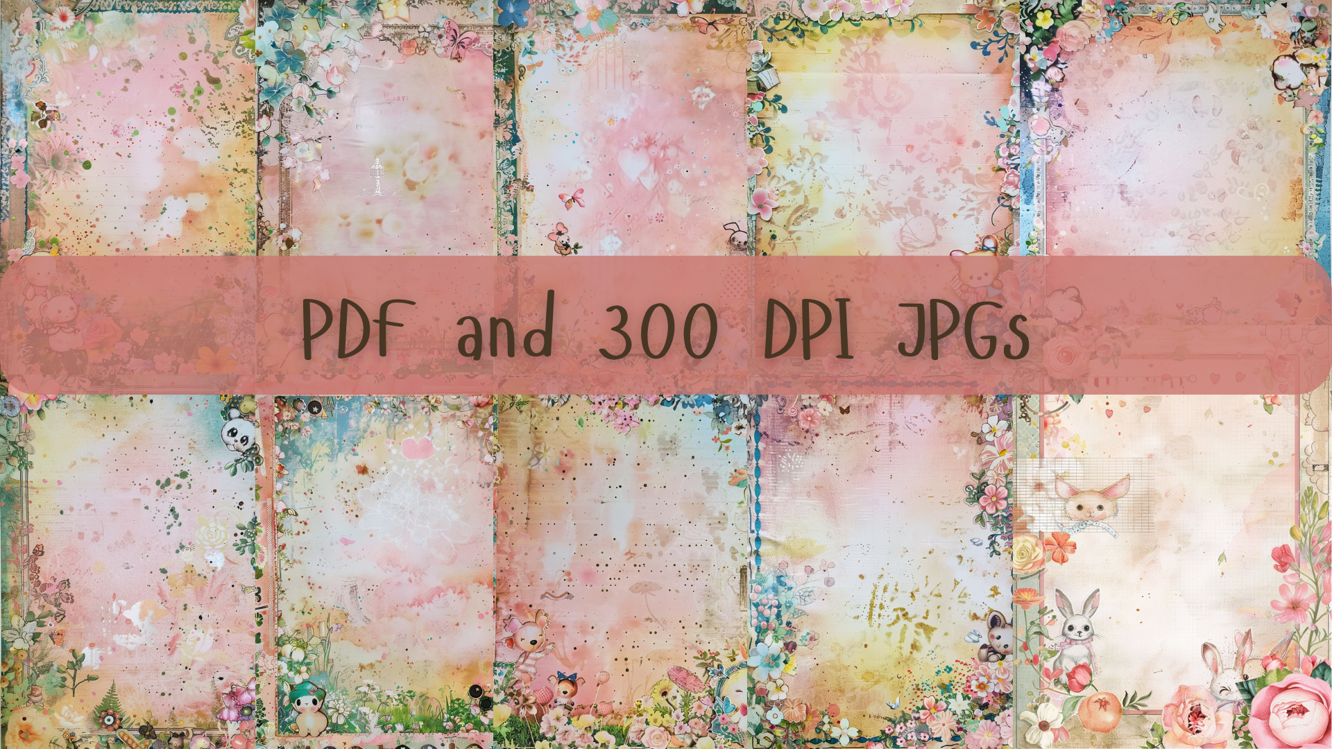 Sweet Bean Journal Pages - 75 Cute & Quirky Junk Journal Pages for Digital Download - Storybook Style in Soft Colors for Creative Writing, Art Journals, Scrapbooking, and Stationery Gifts