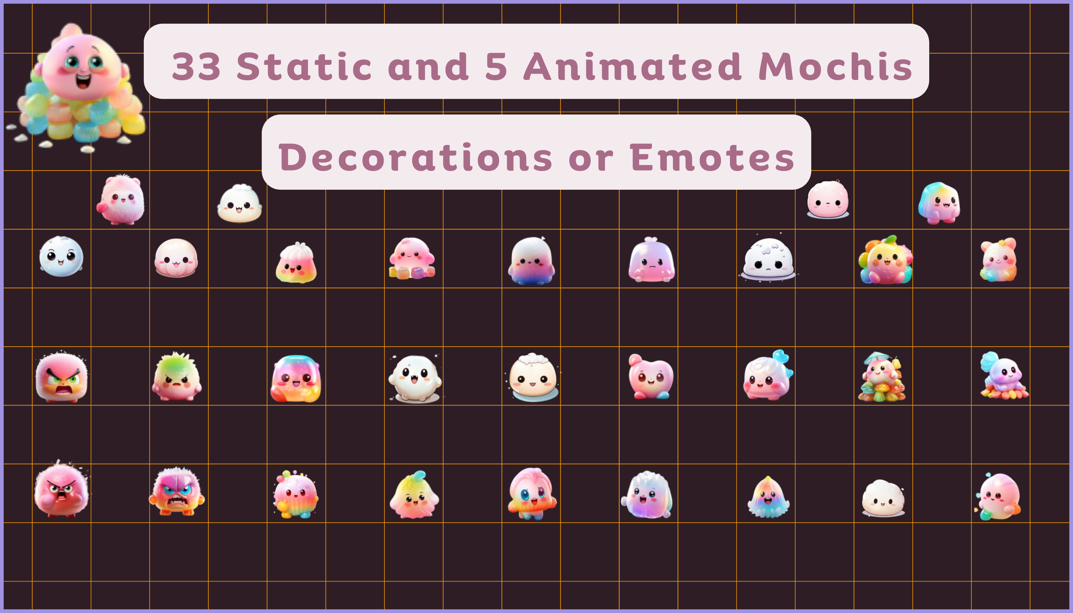 Animated Cute Twitch Overlay Pack - Mochi Cute Streamer Kit for Twitch, YouTube & Streaming Platforms - Pastel Aesthetic Overlays, Emotes, Alerts, and More