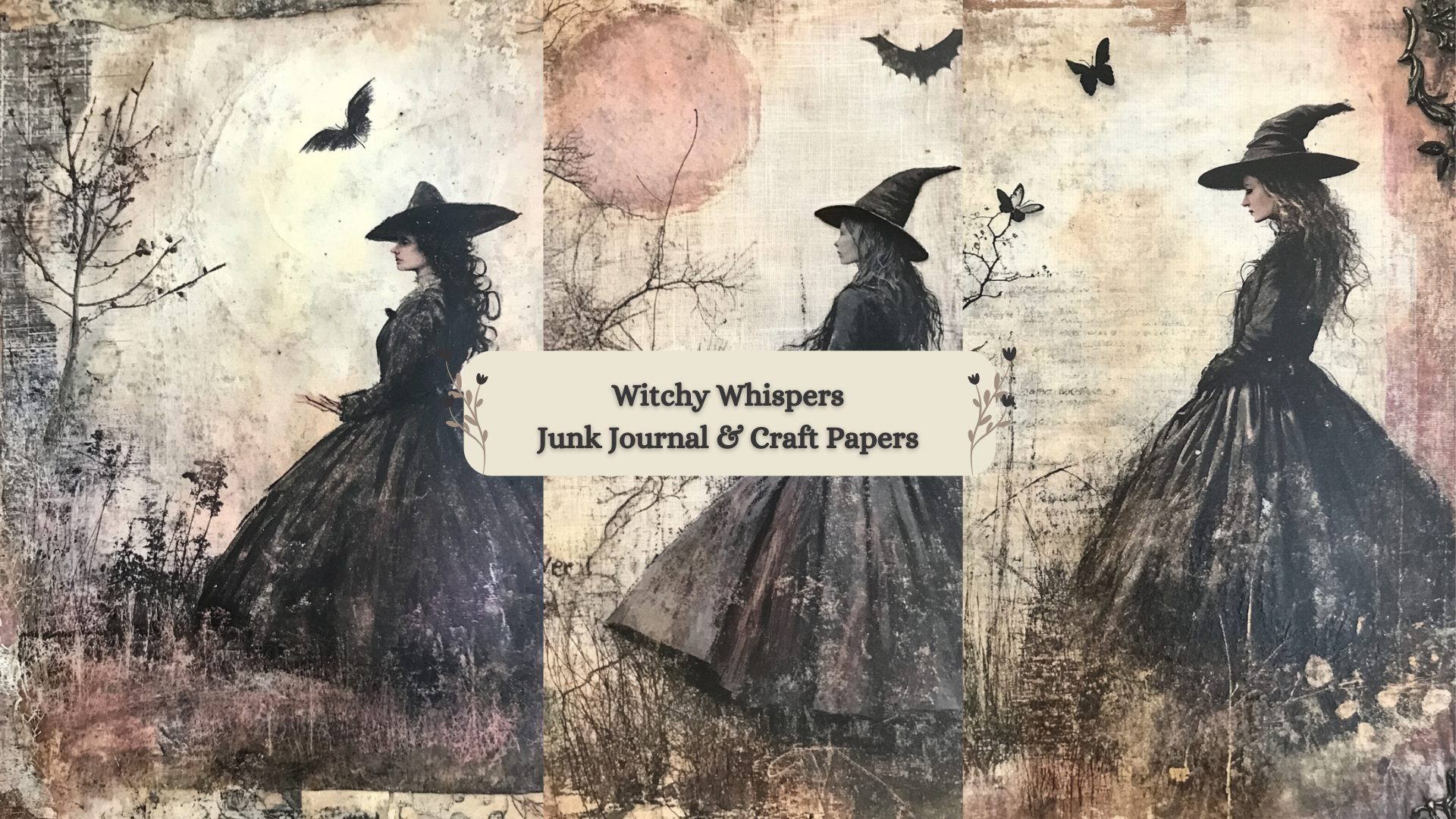 Witchy Whispers: 75 Customizable Halloween Junk Journal Pages - Canva Template