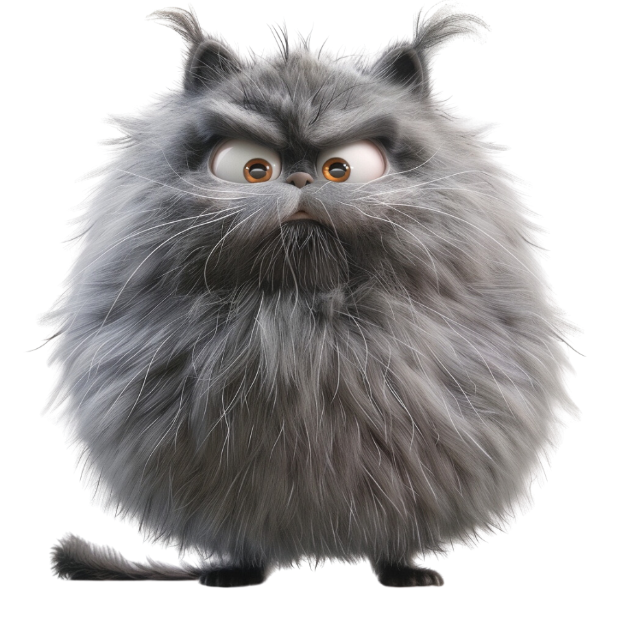 Puffy Cat PNGs - Set of 52 High-Resolution Clipart Images | Instant Download