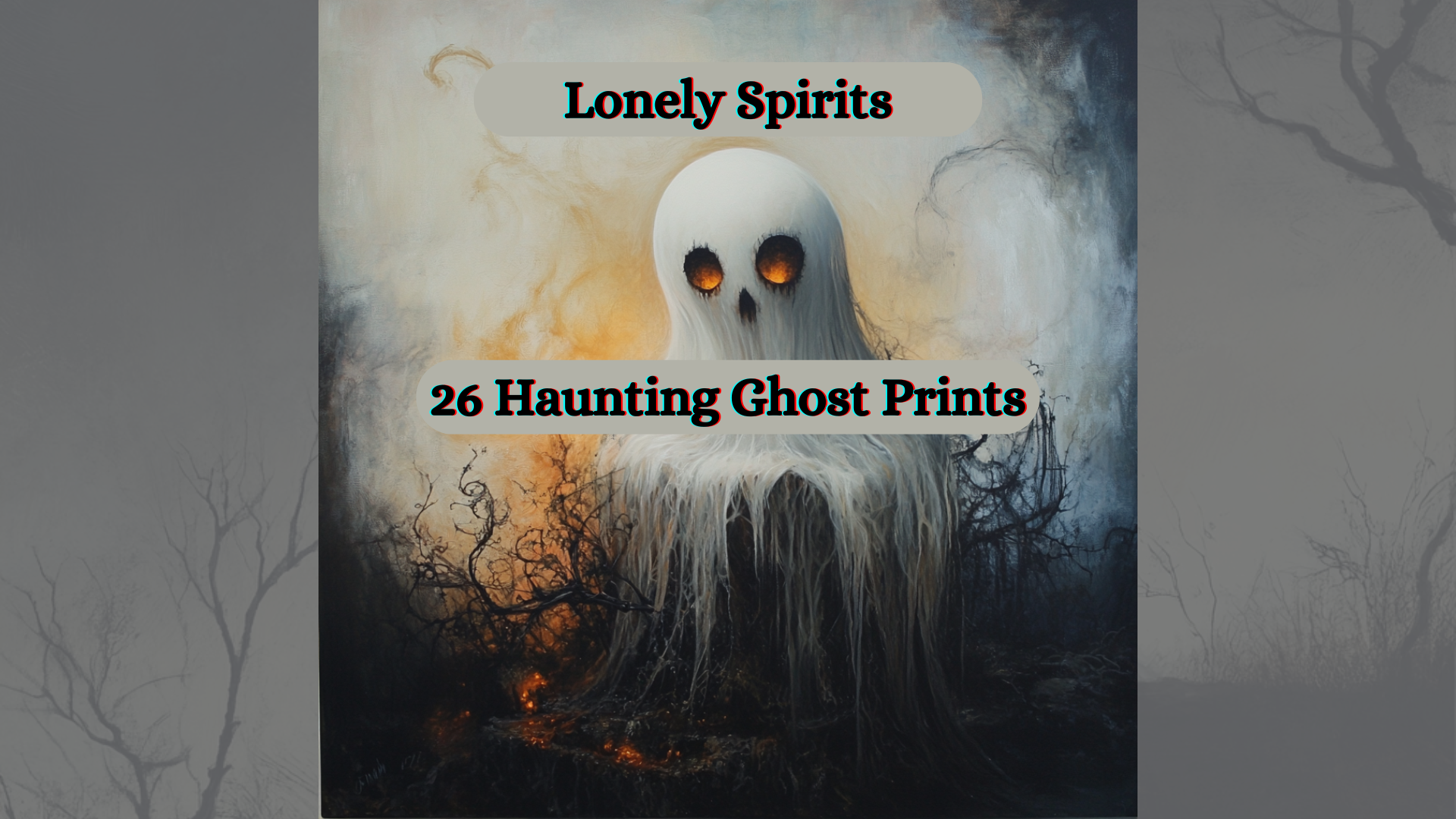 Lonely Spirits: 26 Hauntingly Beautiful Ghost Images - 12x12 inches in PNG & JPG + Editable Canva Template