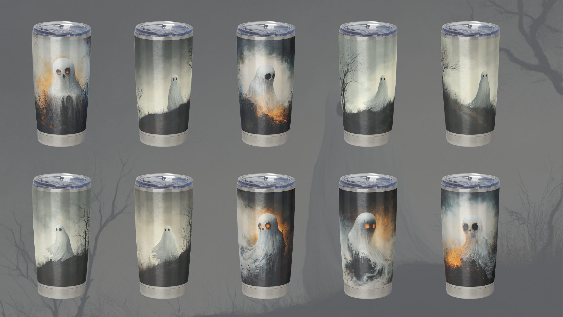 Lonely Spirits: 26 Hauntingly Beautiful Ghost Images - 12x12 inches in PNG & JPG + Editable Canva Template