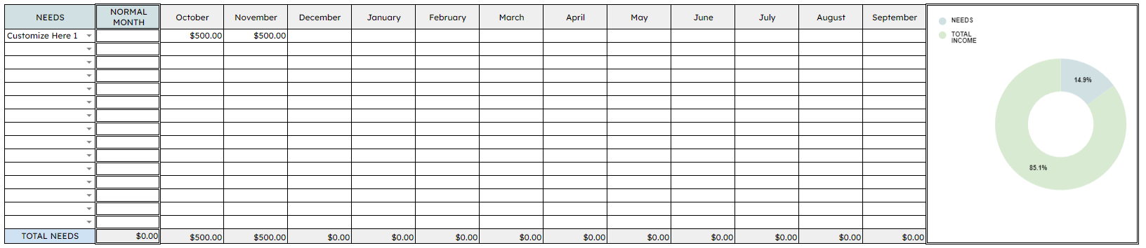 50/30/20 Budget Planning Template