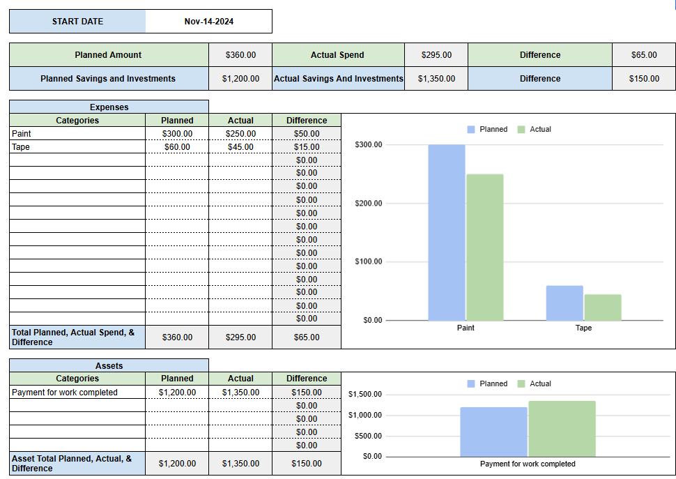 Expense Tracker Spreadsheet