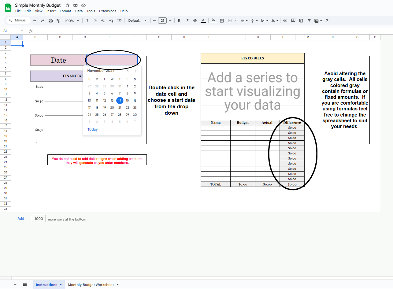 Google Sheets Template Monthly Budget