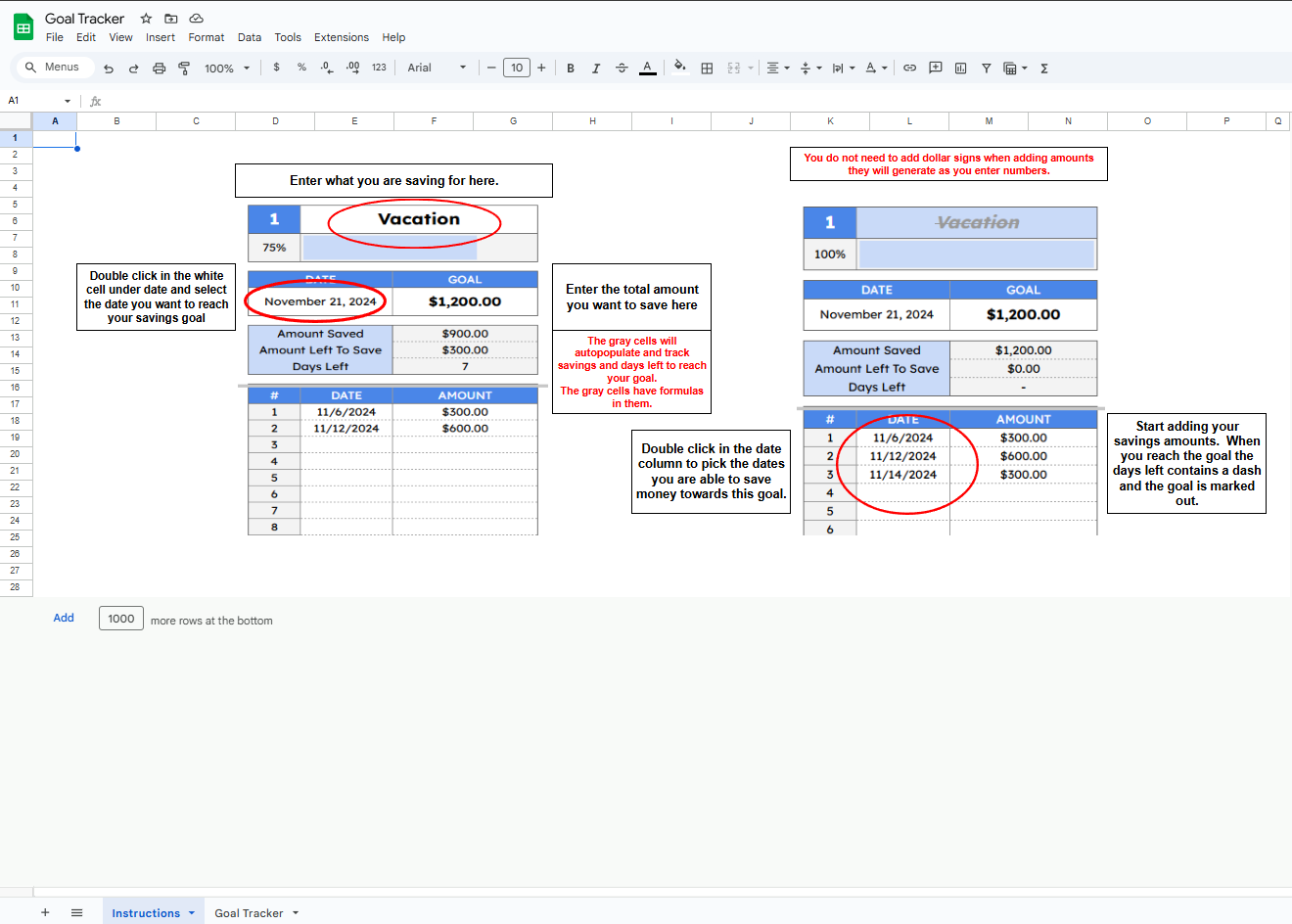 Savings Goal Tracker Template