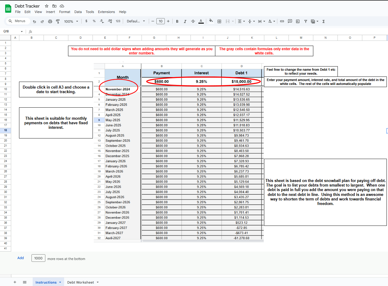 Debt Tracker - Debt Snowball Worksheet