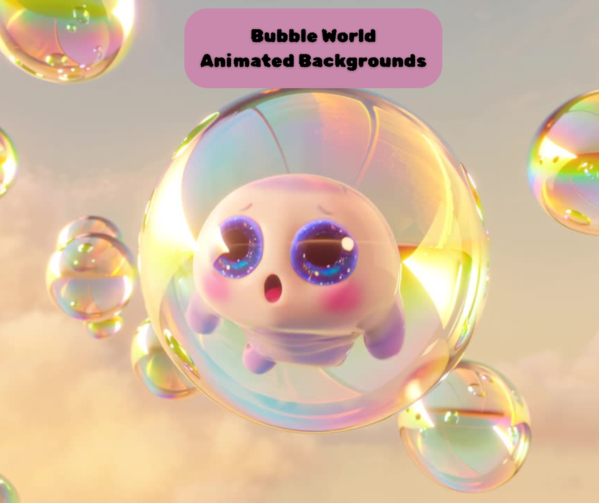 Bubble World Animated Backgrounds | MP4 Format | Desktop, Twitch, & Social Media Ready