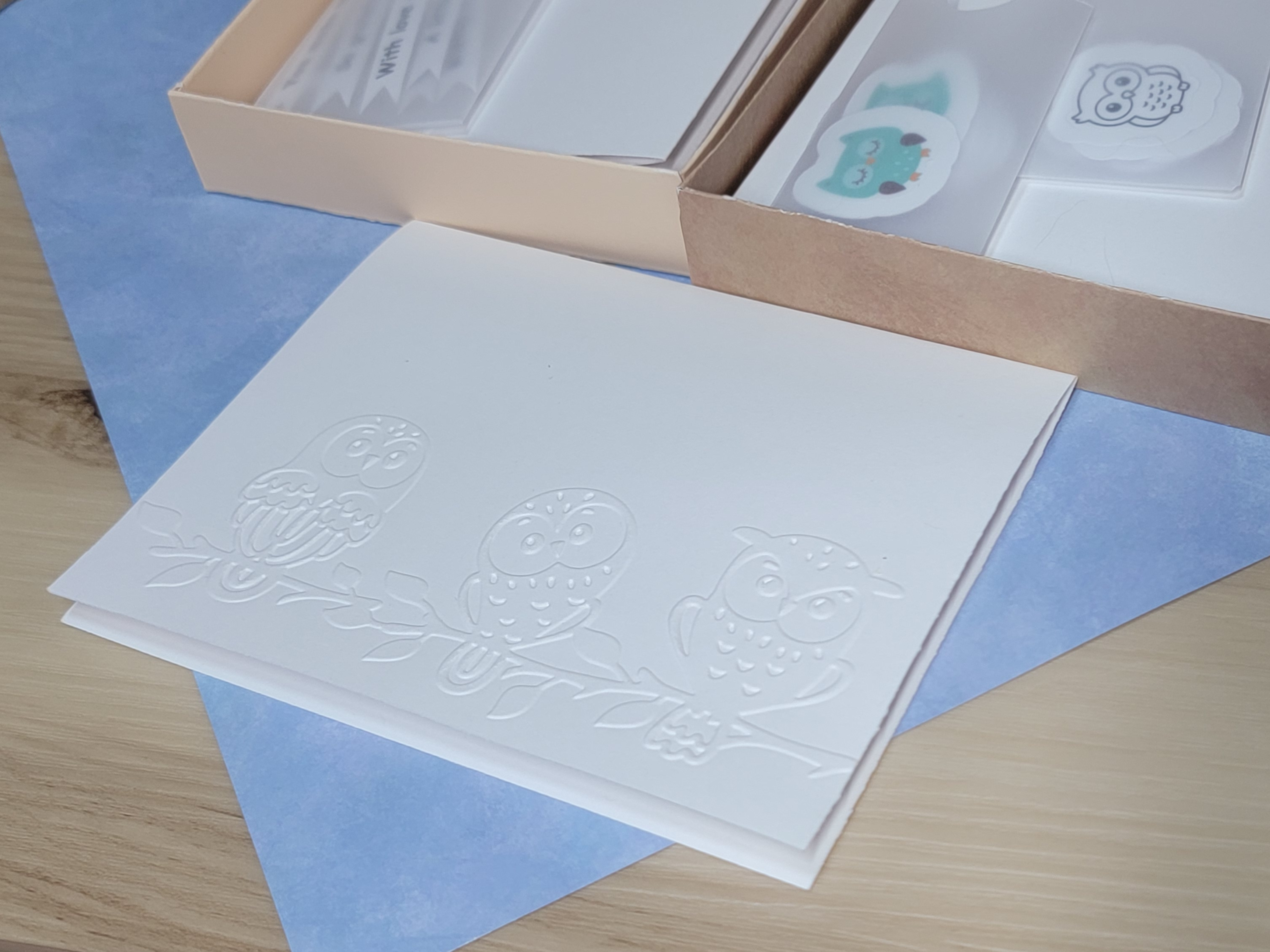 Embossed Owl Greeting Card Set